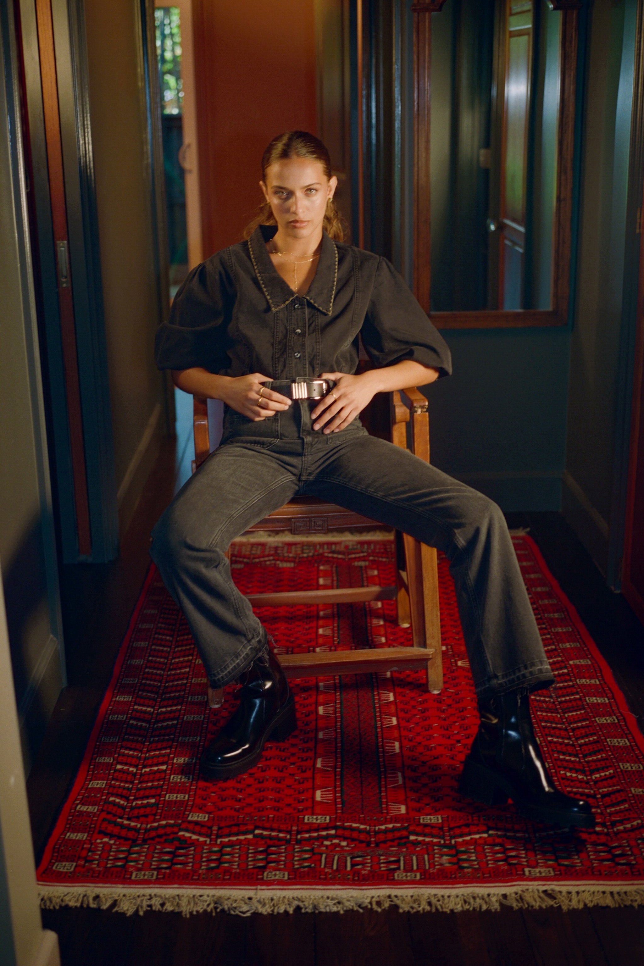 Gigi Kick Flare Jean in Raven