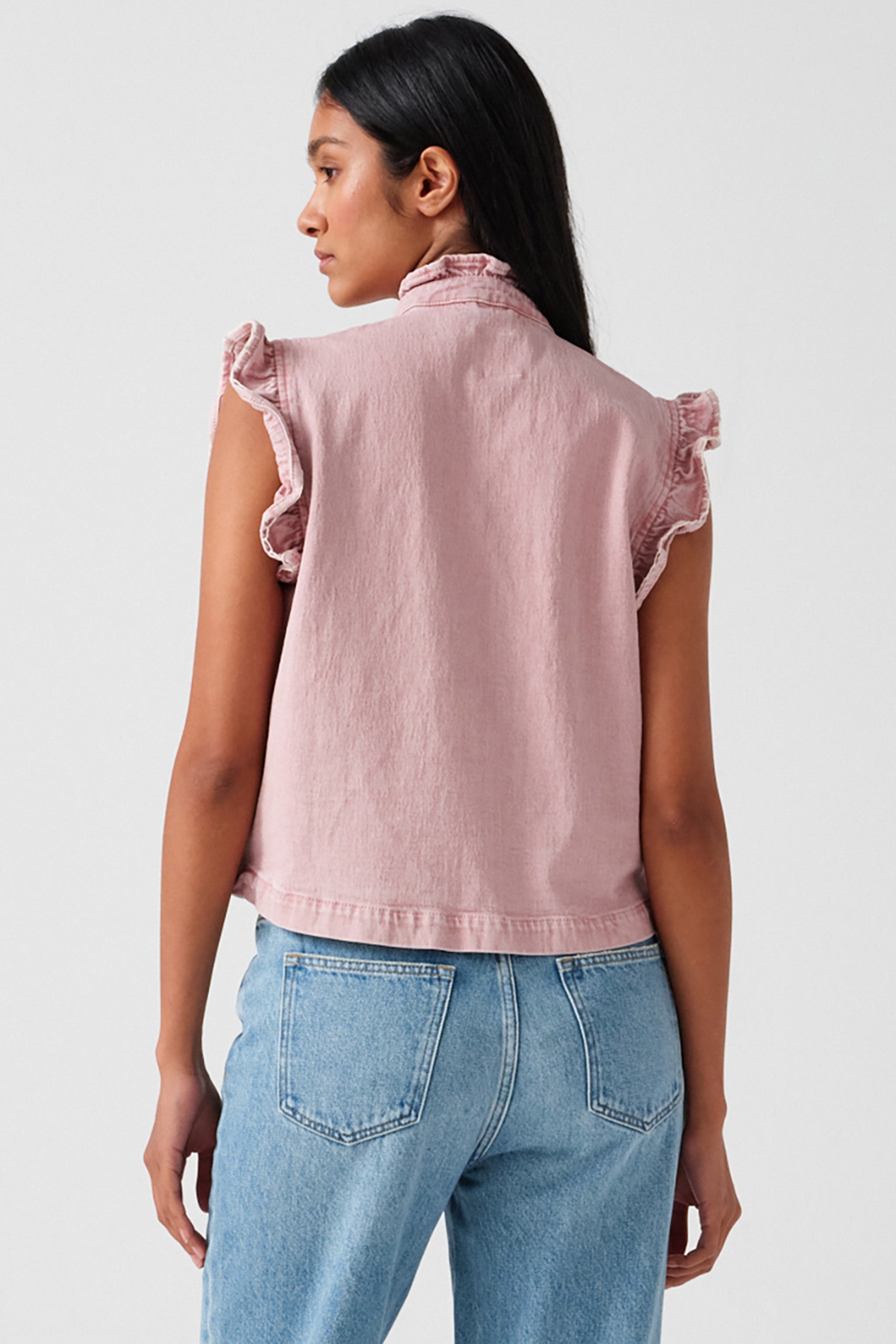 Pablo Denim Vest in Dusty Rose