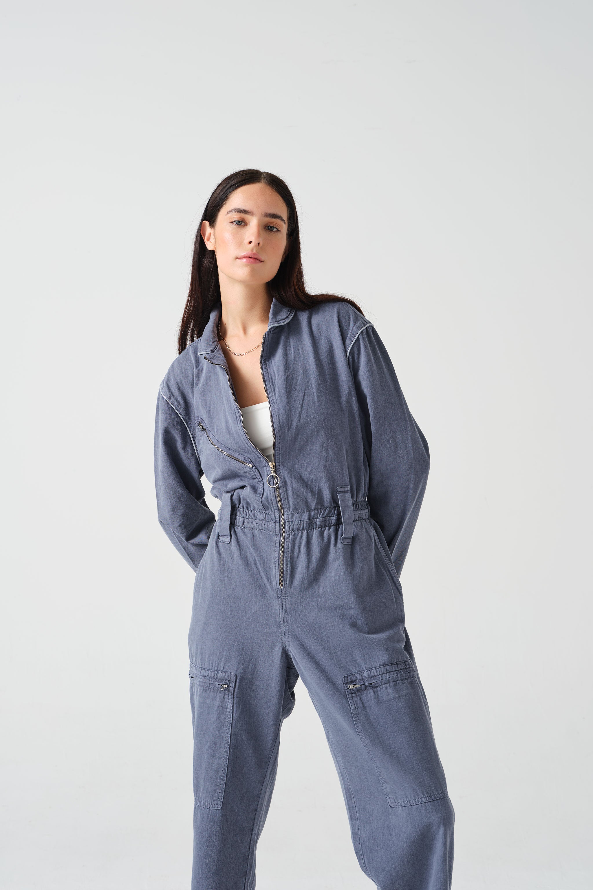 Amelia All in One in Washed Denim