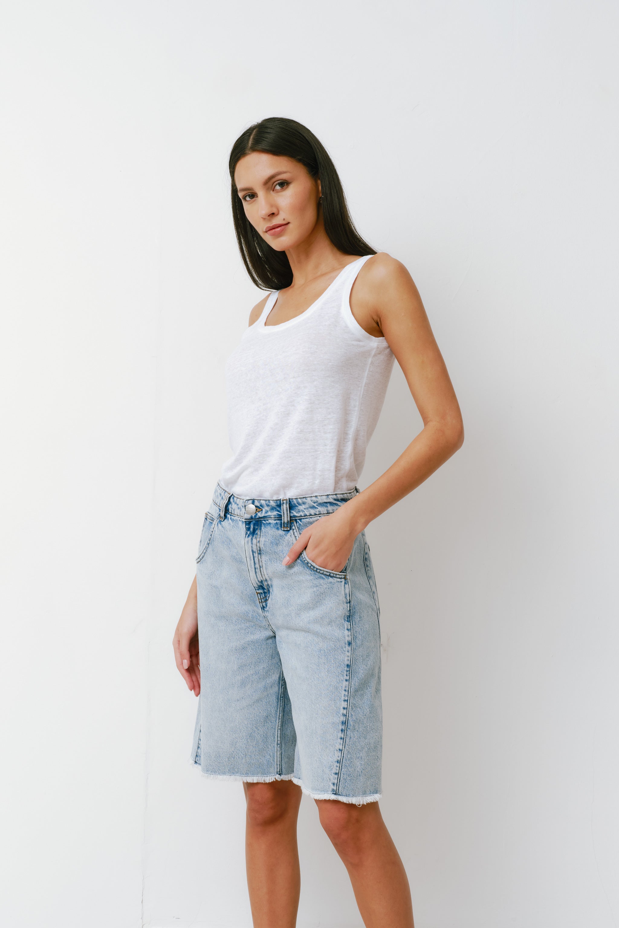 Bo Twisted Denim Short in Austin