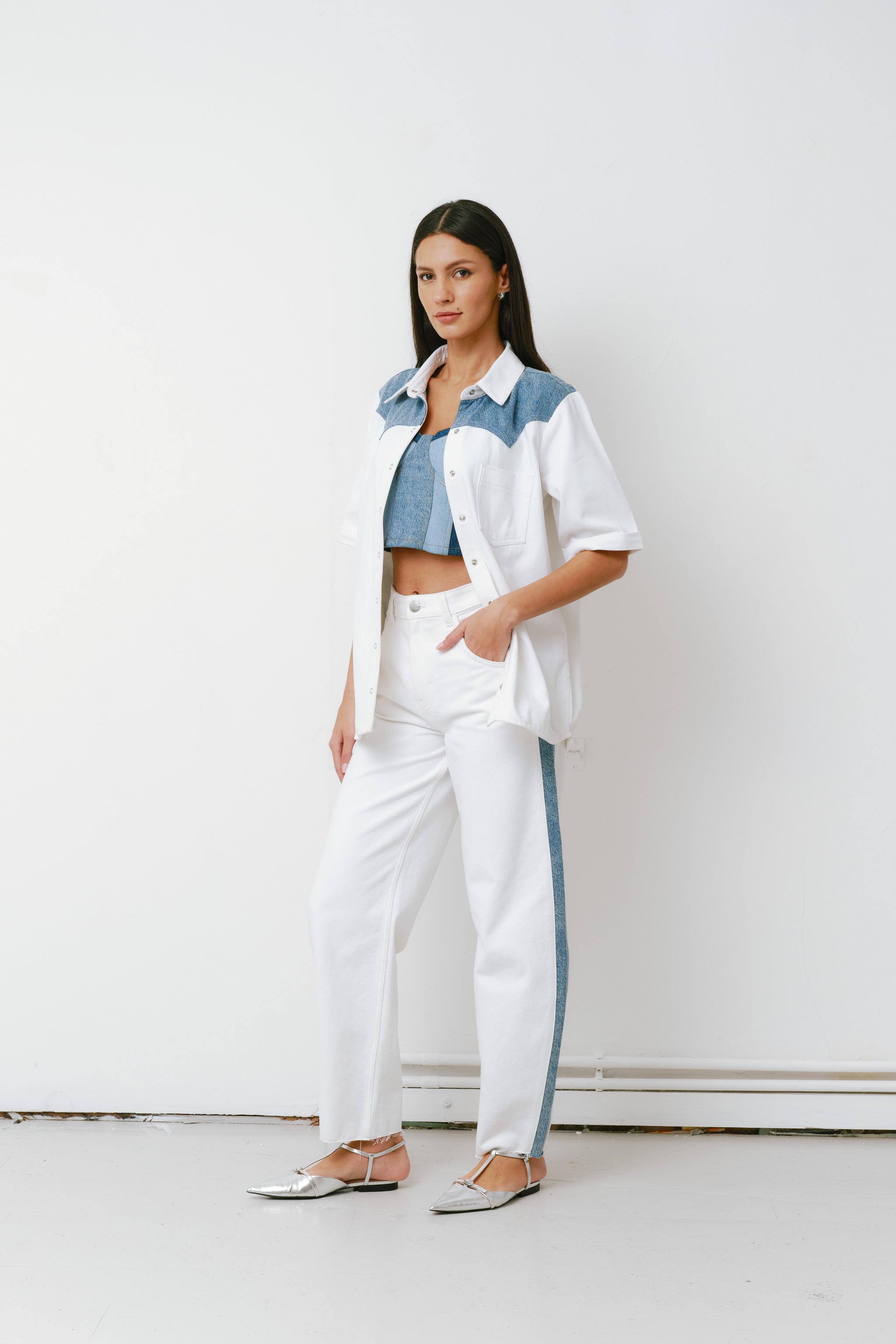 Bo Barrel Leg Jean in Two Tone