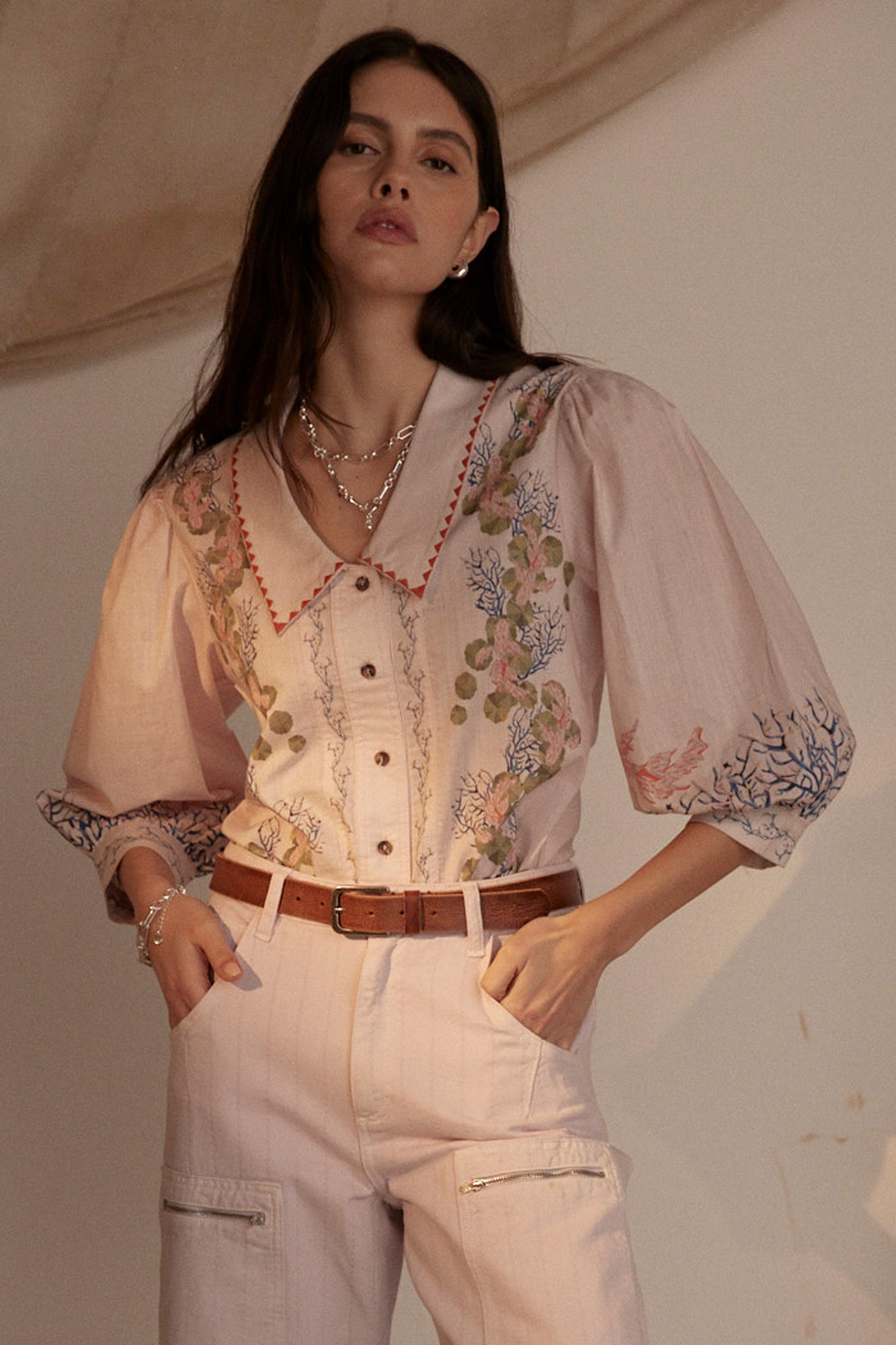 Zena Blouse in Indigo Coral - seventy + mochi