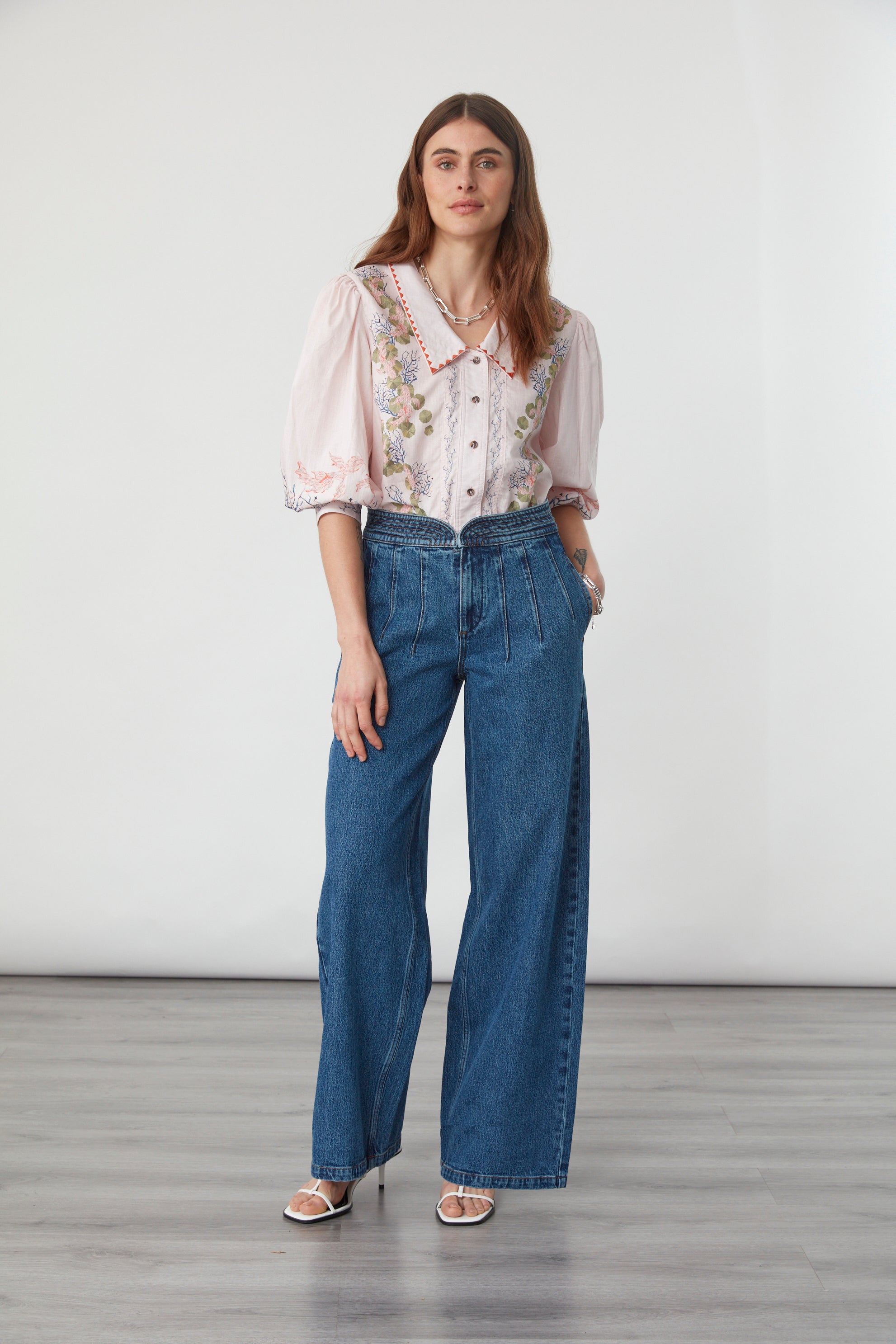 Zena Blouse in Indigo Coral - seventy + mochi