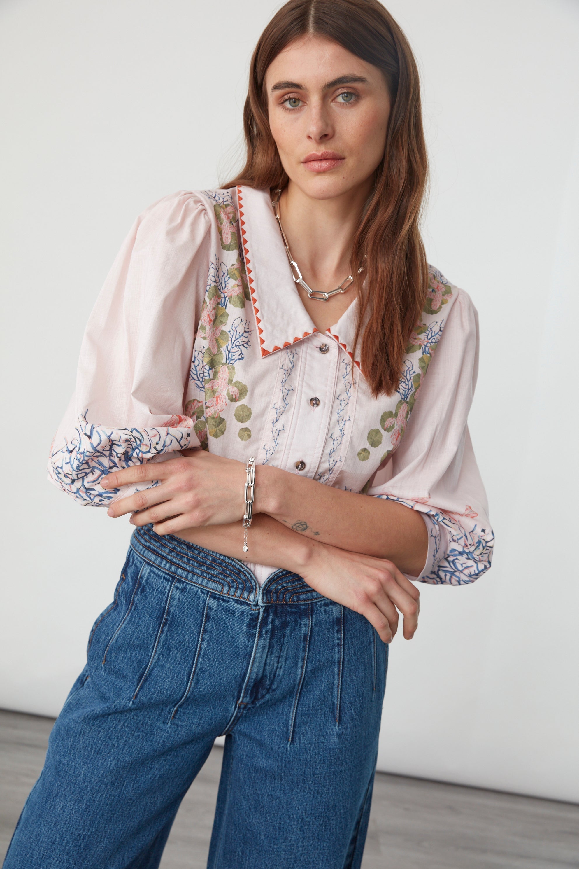 Zena Blouse in Indigo Coral - seventy + mochi