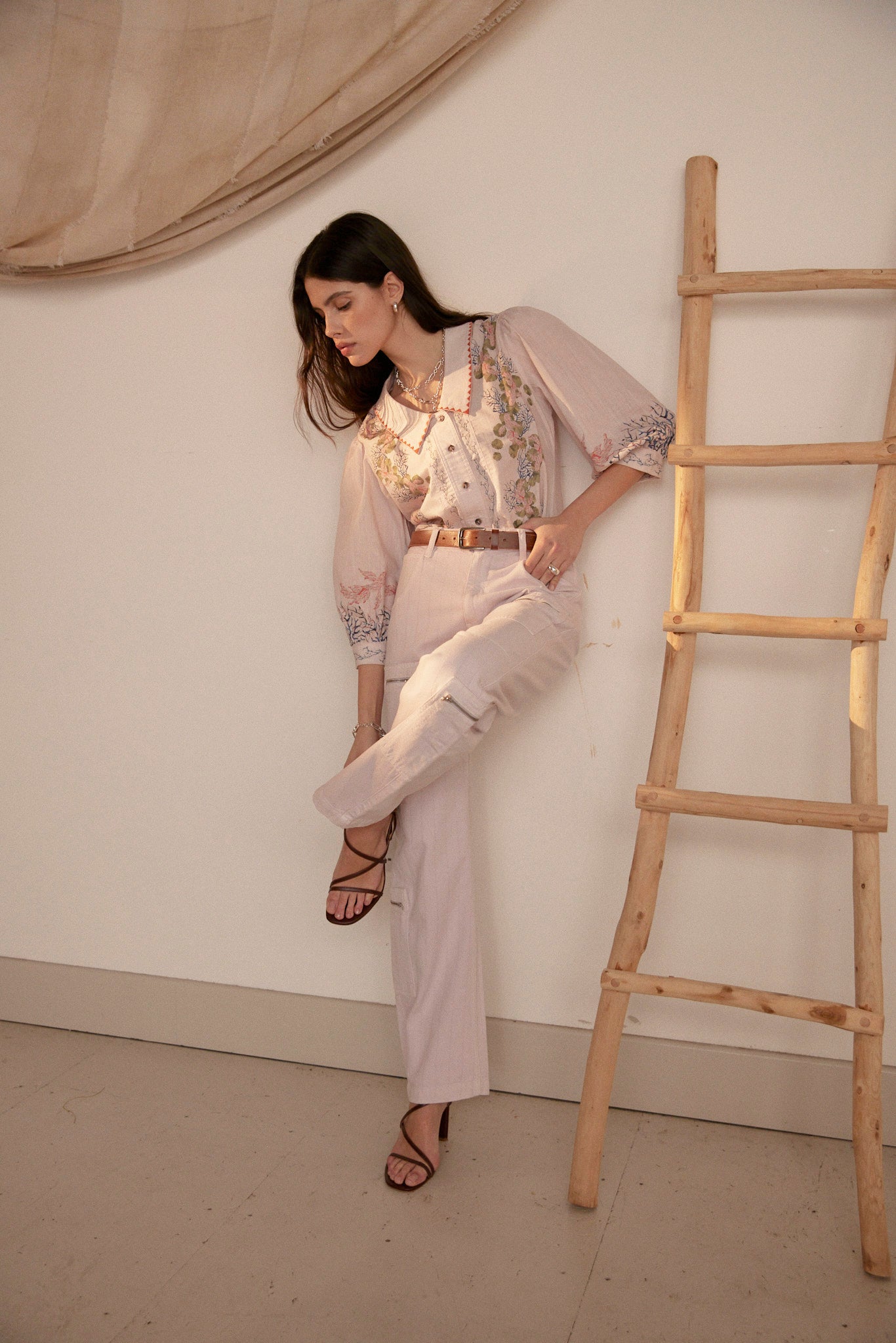 Zena Blouse in Indigo Coral