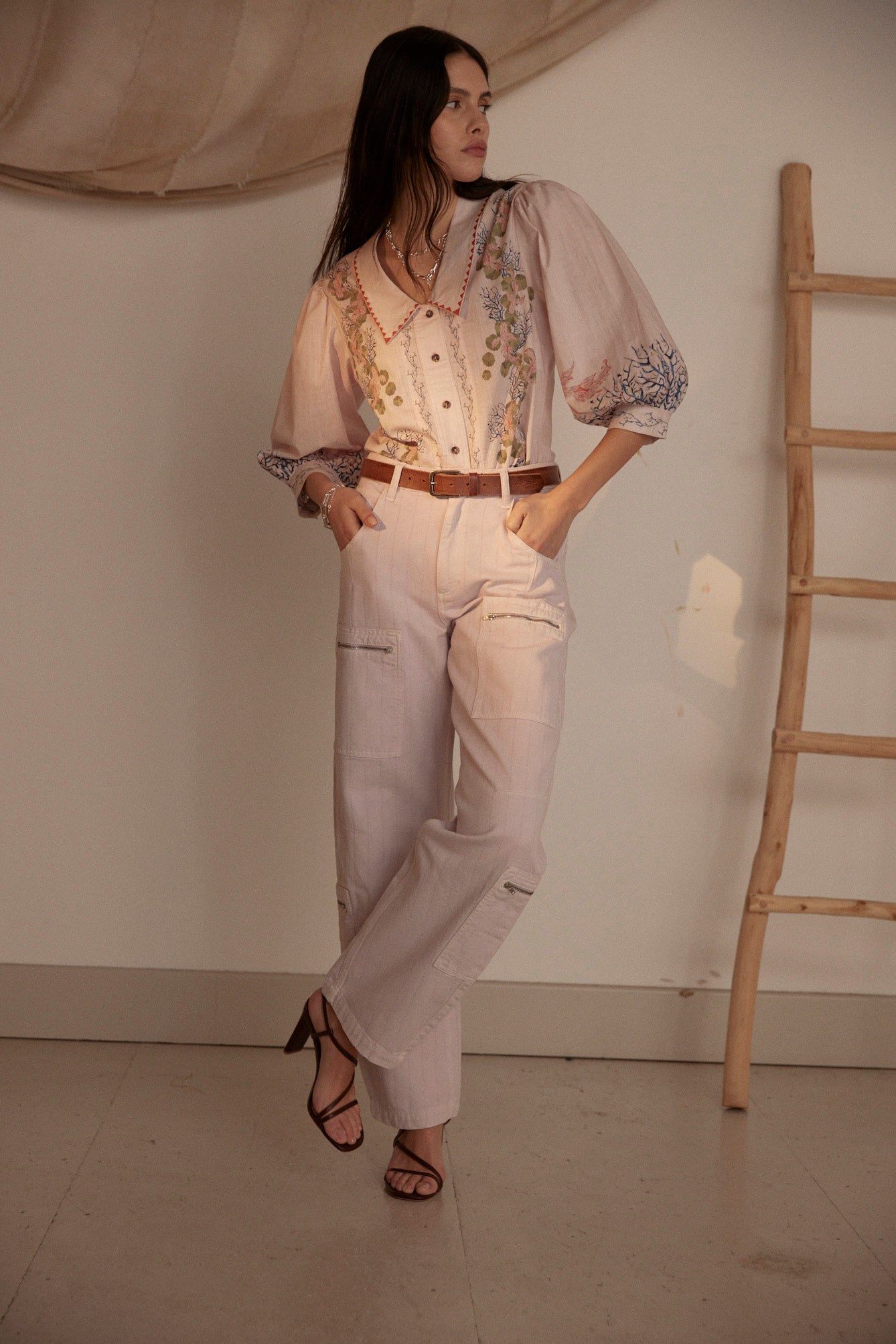 Zena Blouse in Indigo Coral - seventy + mochi