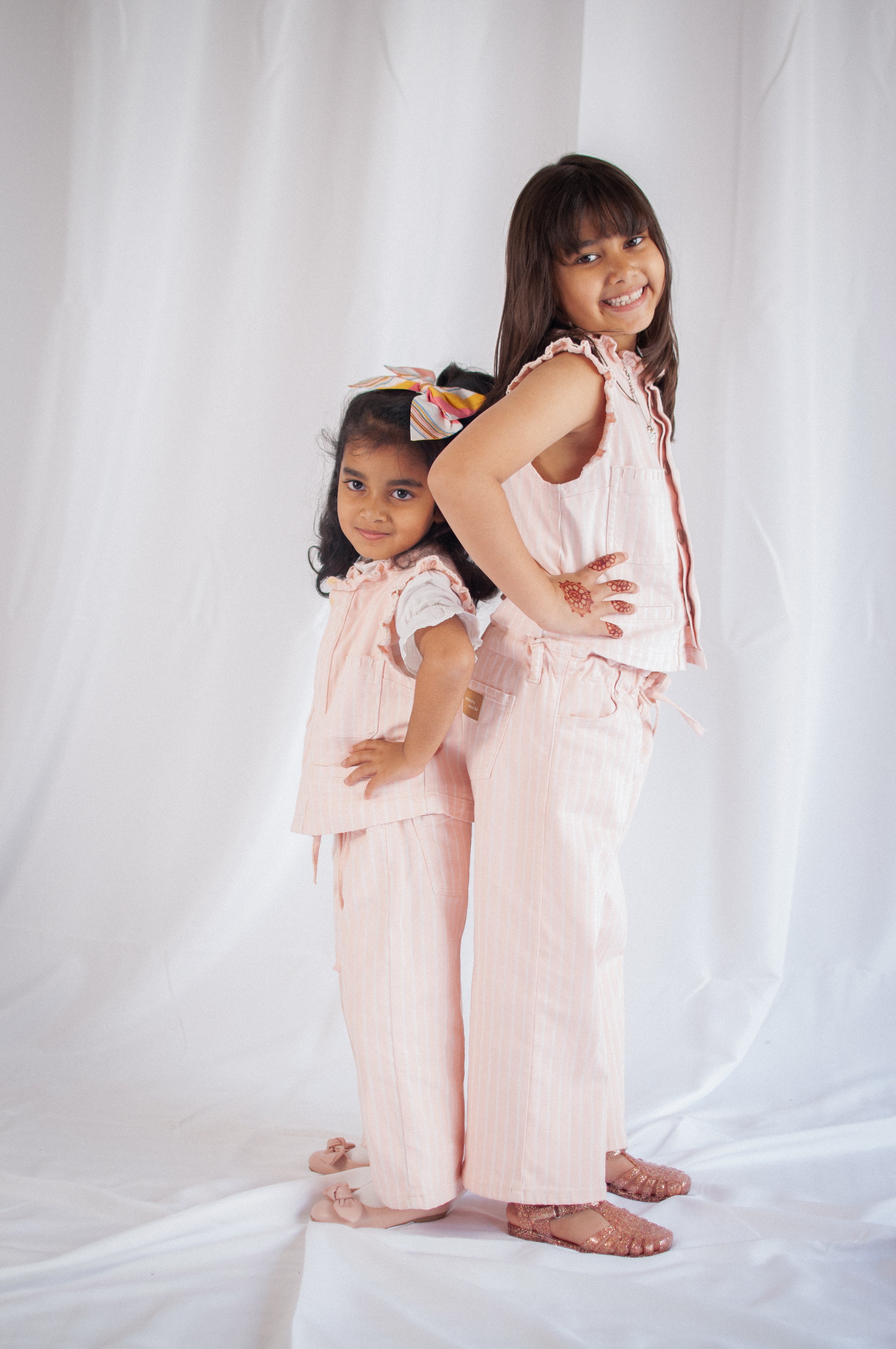 Girl's Pablo Denim Vest in Pink Dawn Wide Stripe