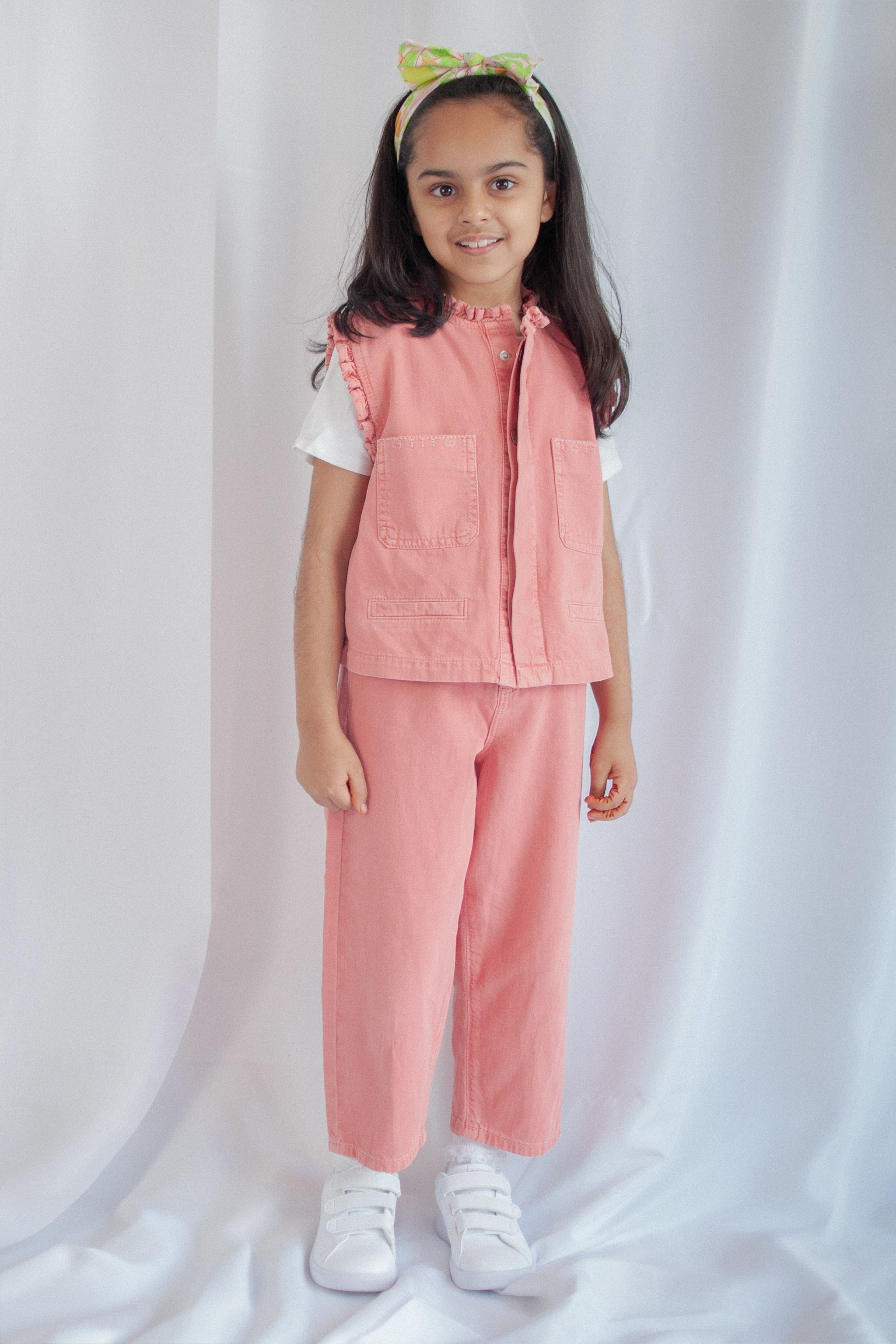 Girl's Pablo Denim Vest in Mineral Red