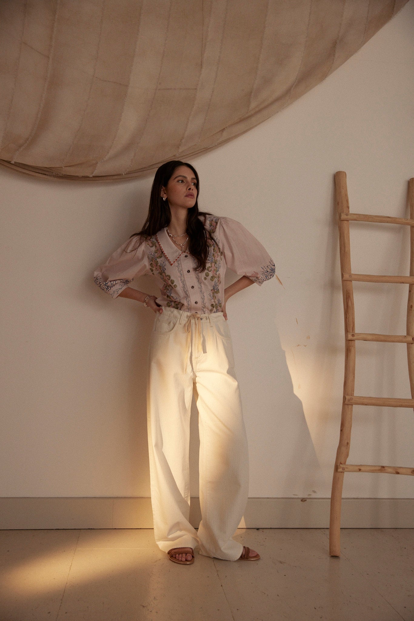 Blake Low Rise Jean in Herringbone Ecru