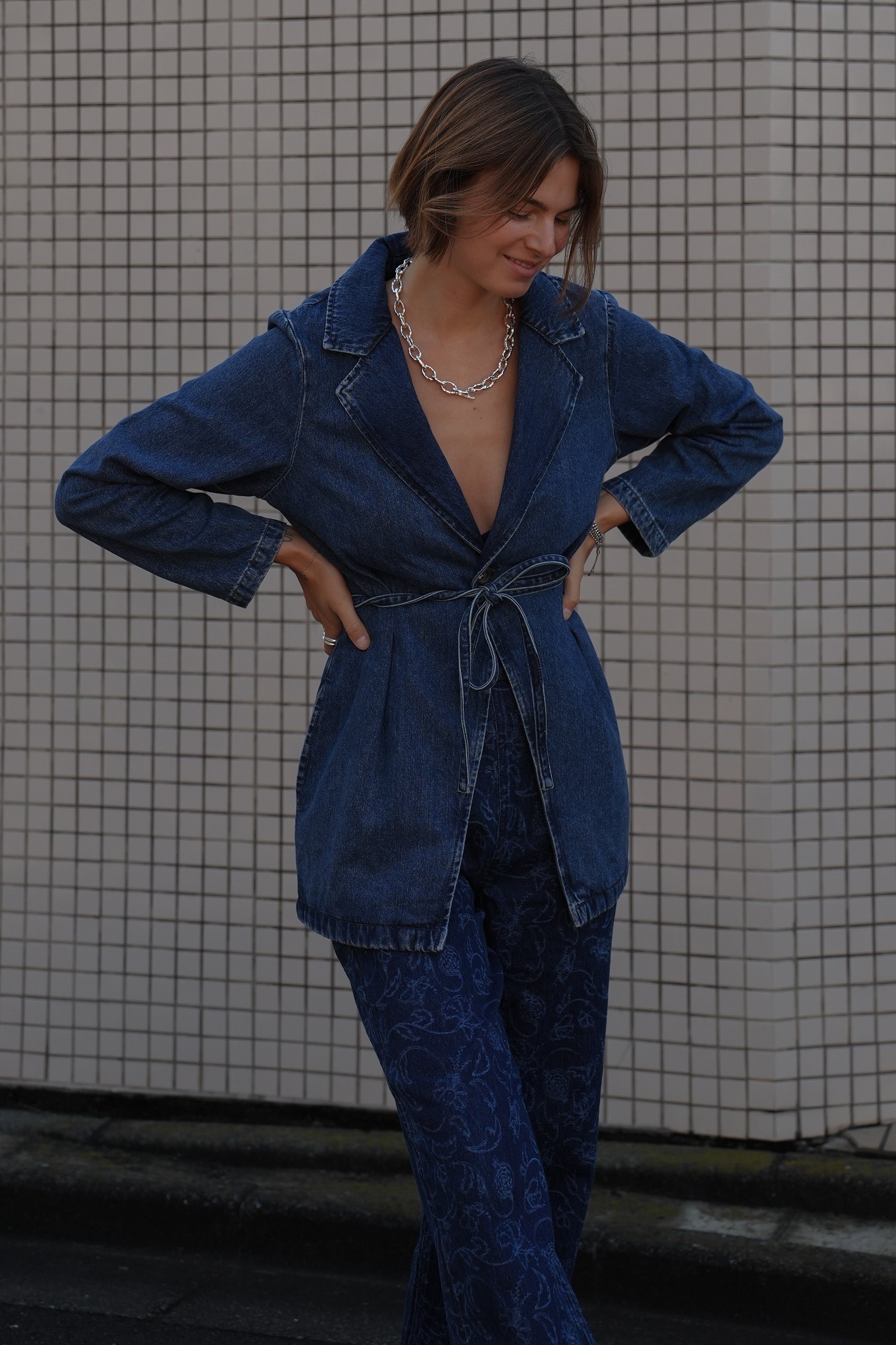 Bette Belted Denim Jacket in Phoenix