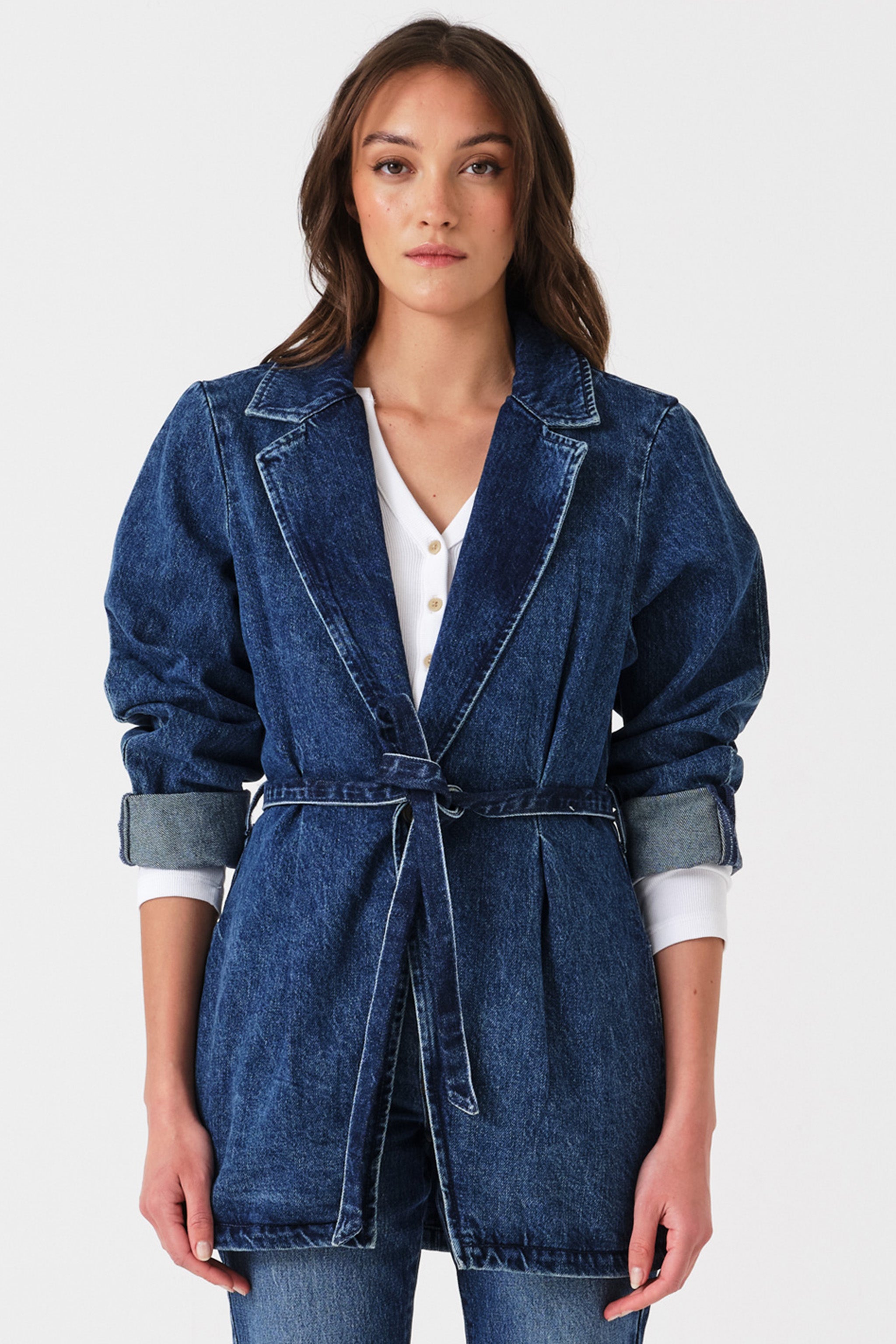 Bette Belted Denim Jacket in Phoenix