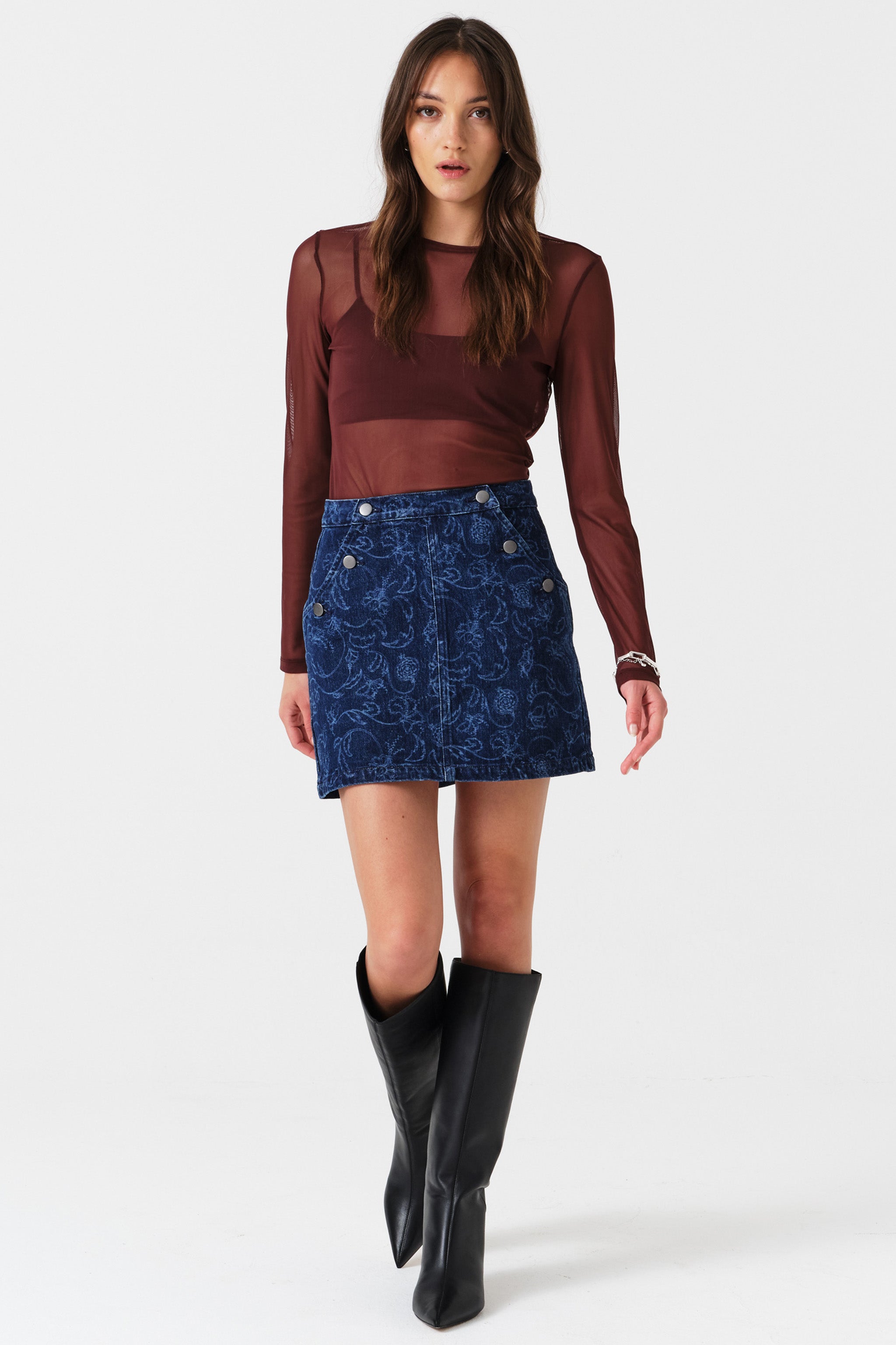 Margot Mini Denim Skirt in Baroque Nightfall