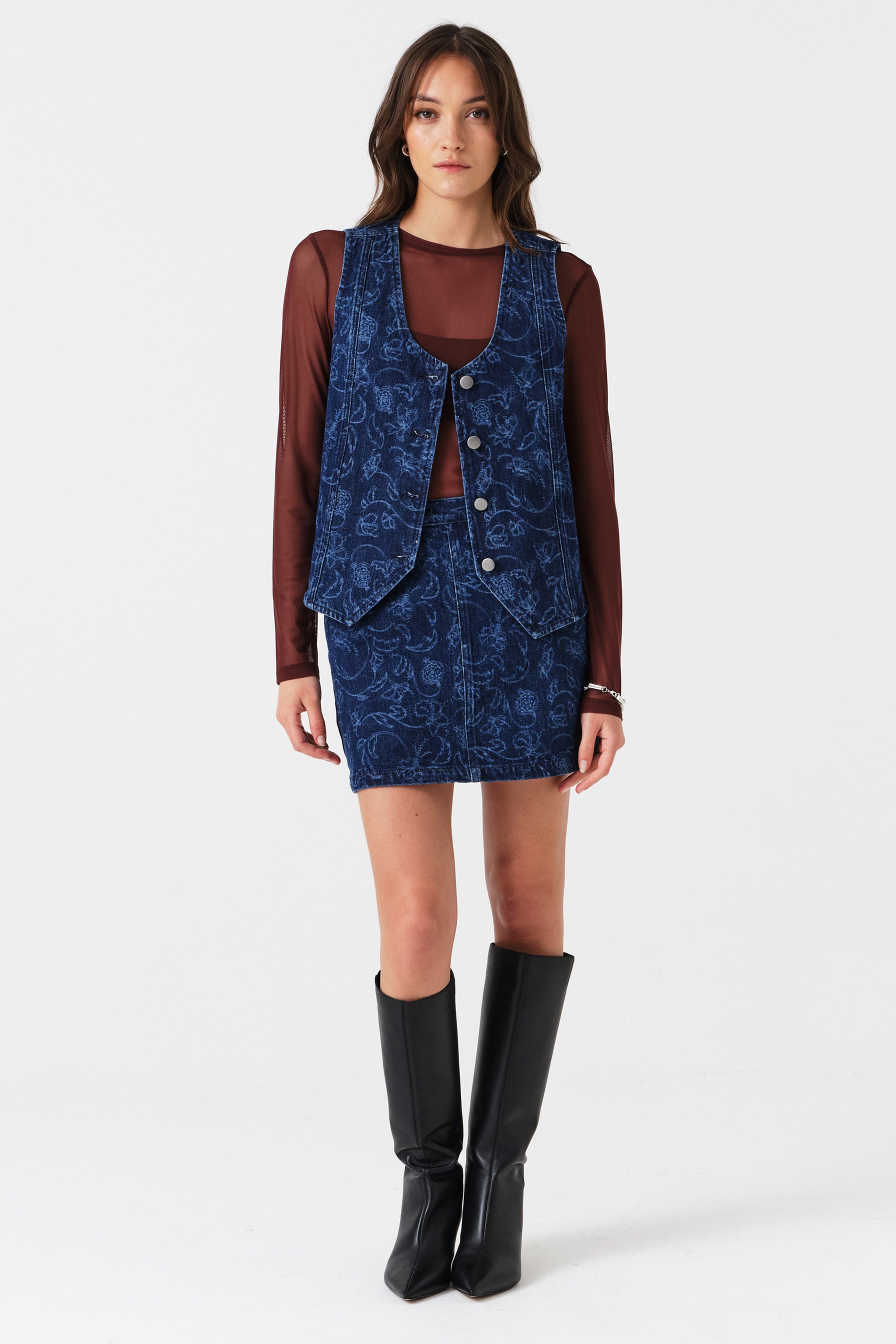 Kiki Denim Vest in Baroque Nightfall