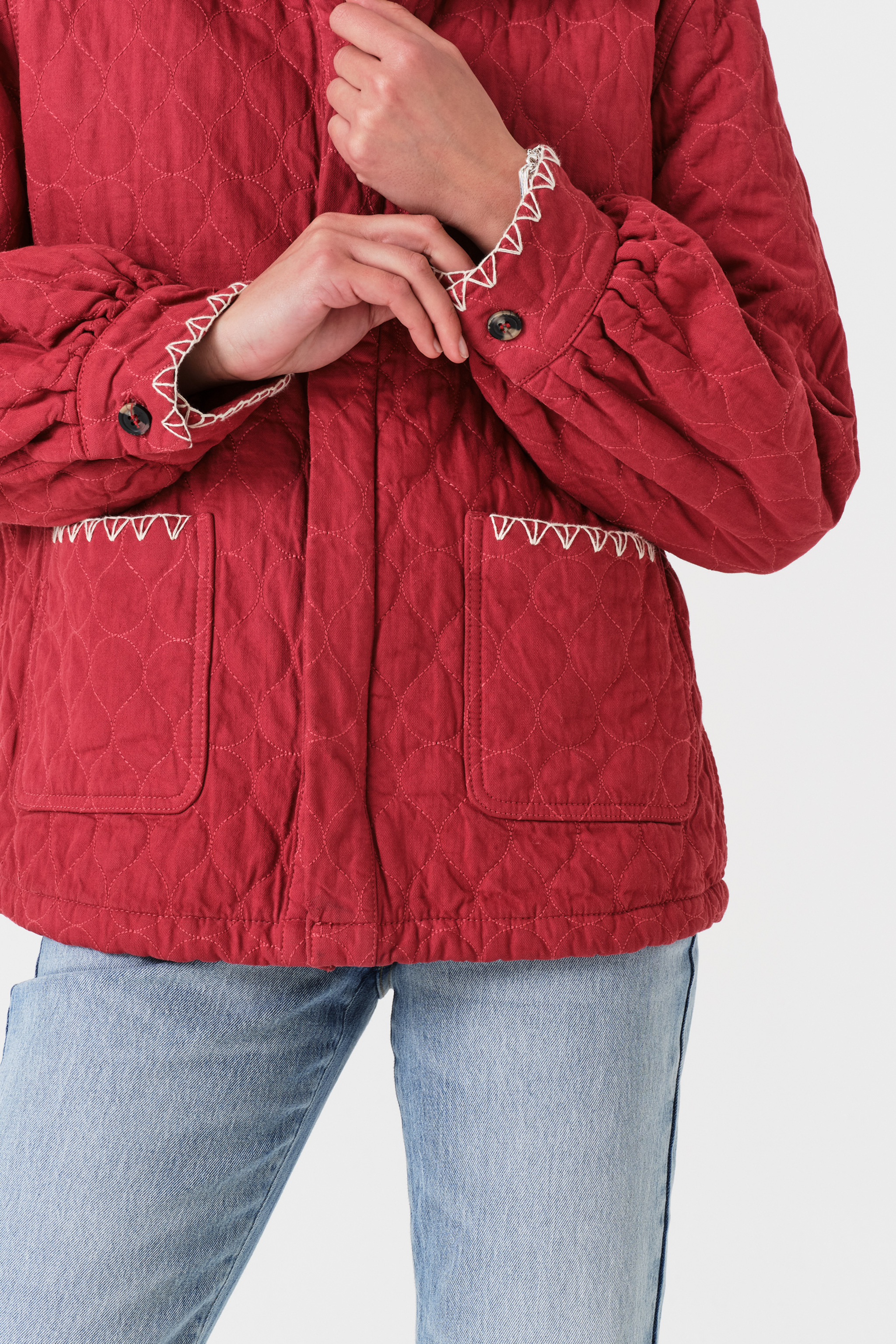 Frida Sherpa Collar Quilted Jacket in Faded Rose