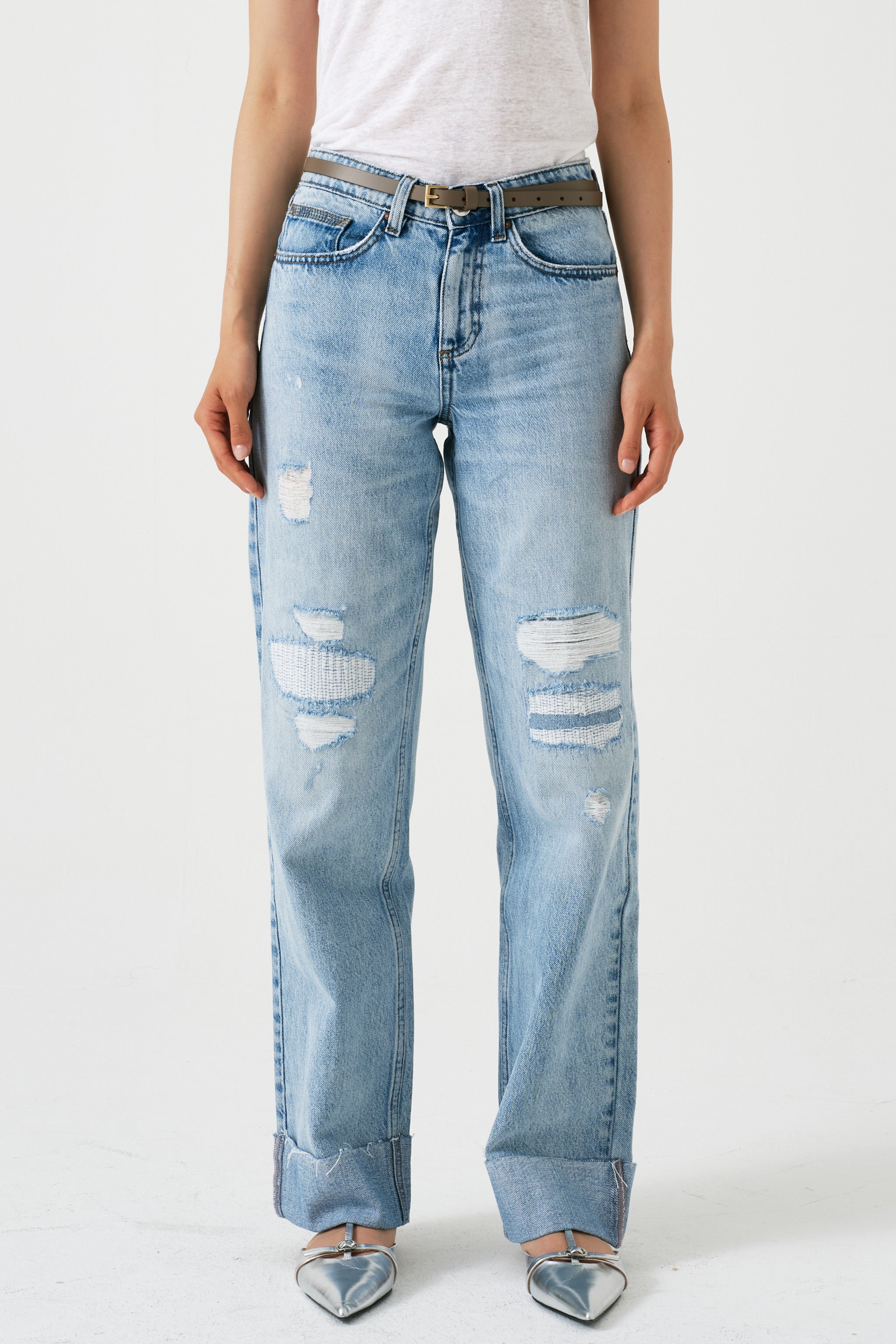 Stevie Turn Up Jean in Destroyed Austin