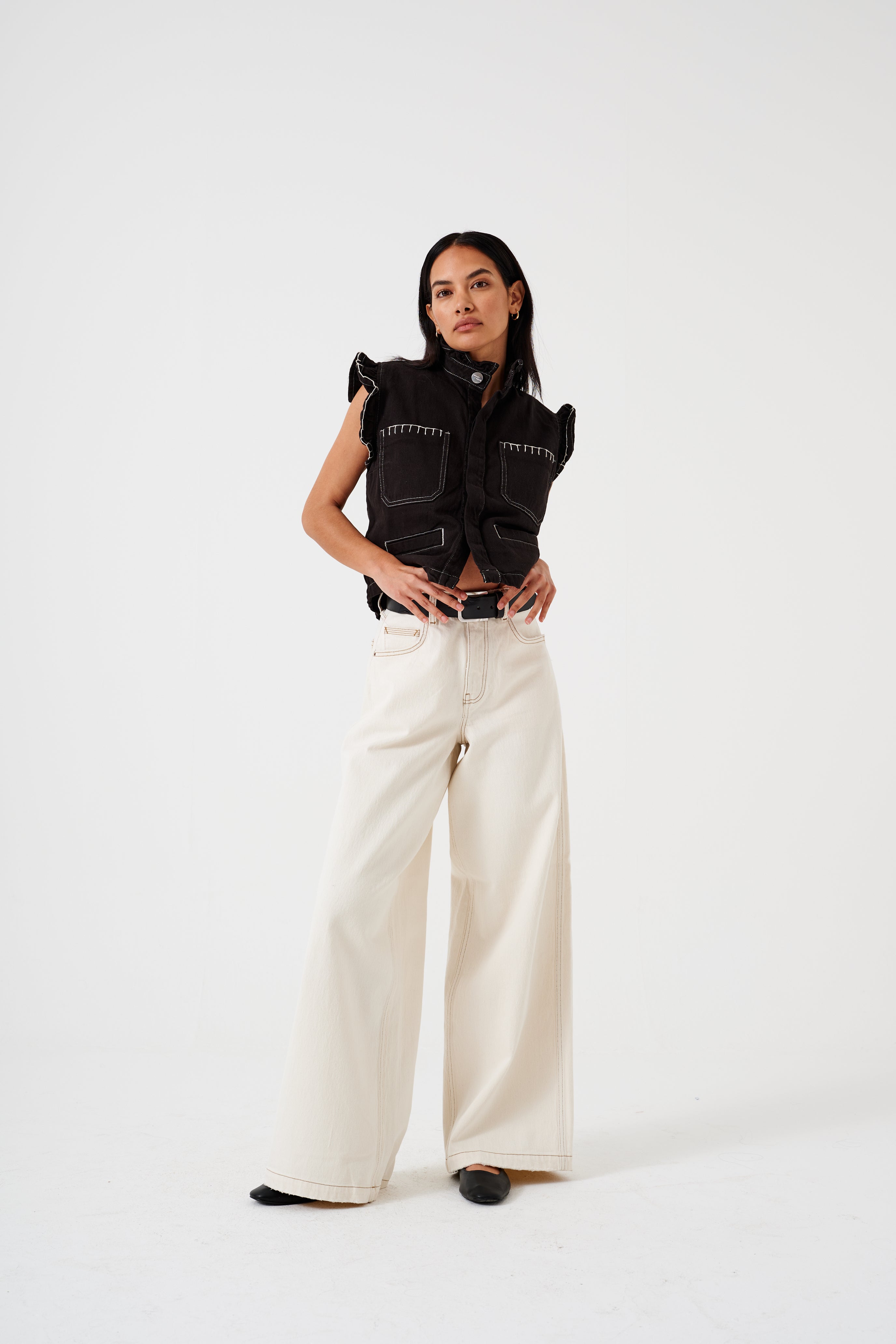 Bay Wide Leg Jean in Ecru