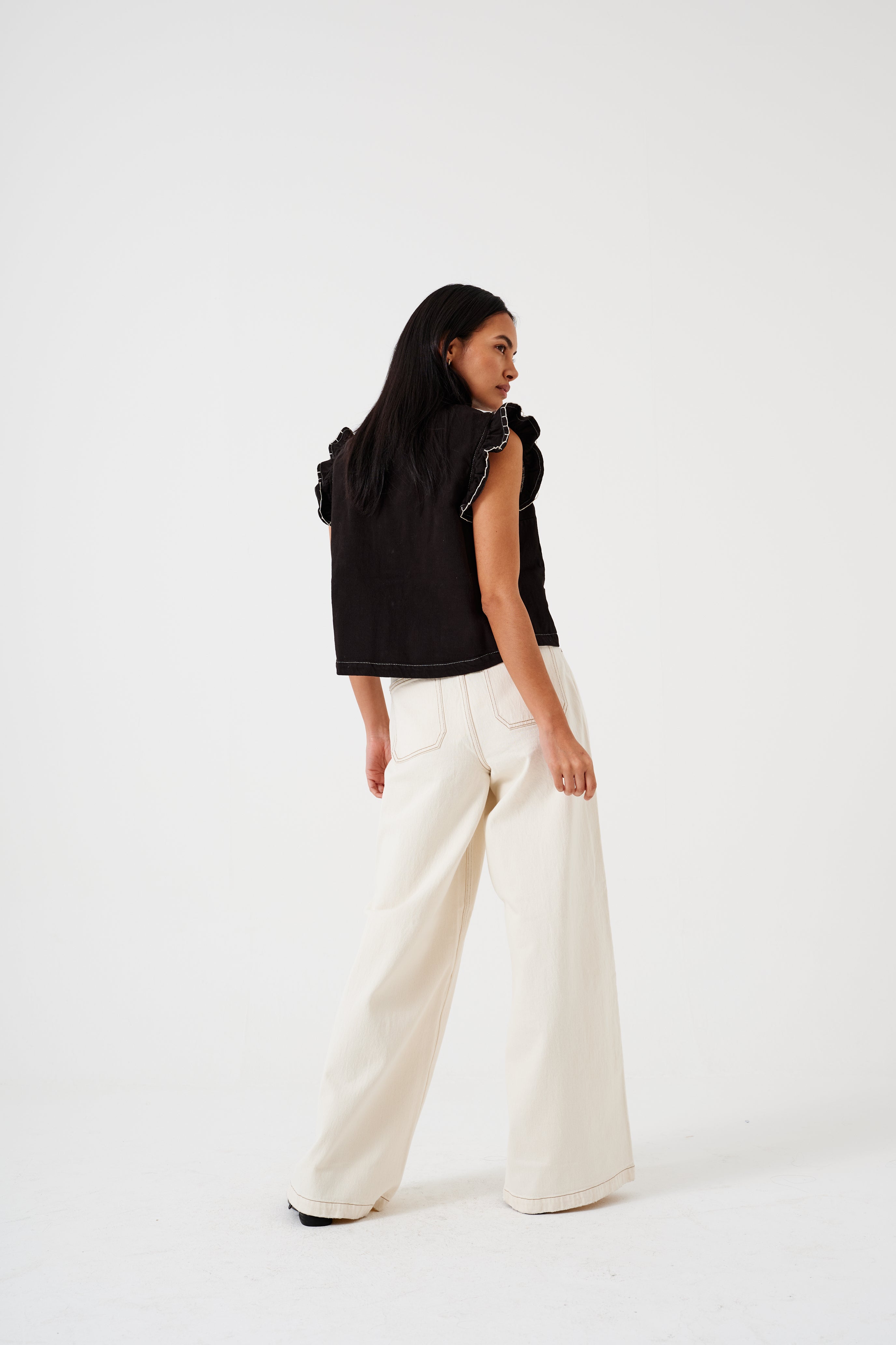 Bay Wide Leg Jean in Ecru