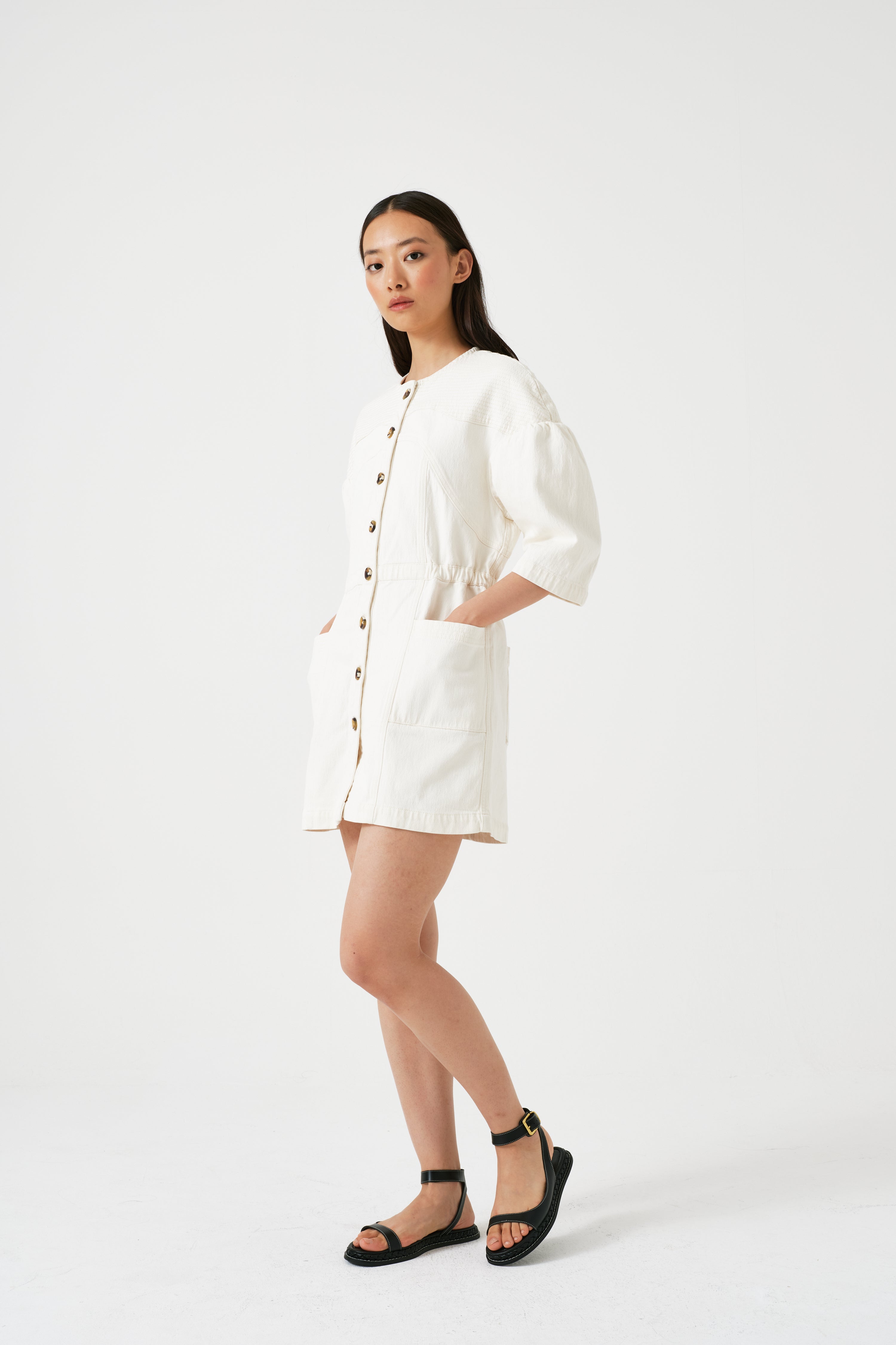 Zaha Mini Dress in Ecru