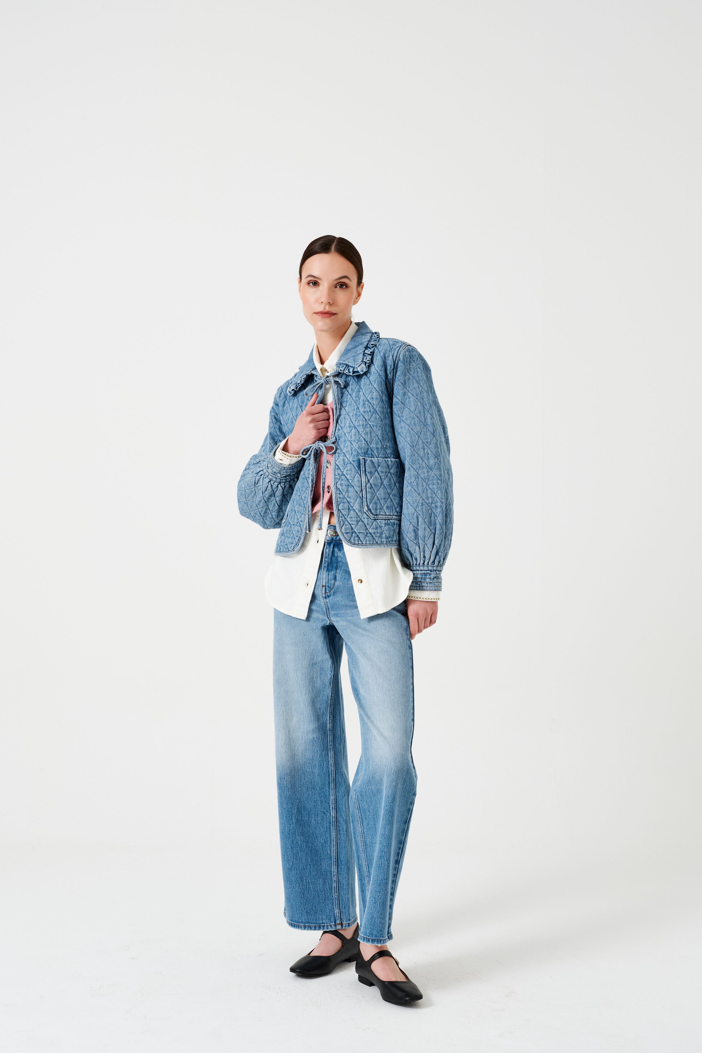 Heidi Quilted Denim Jacket in Rodeo
