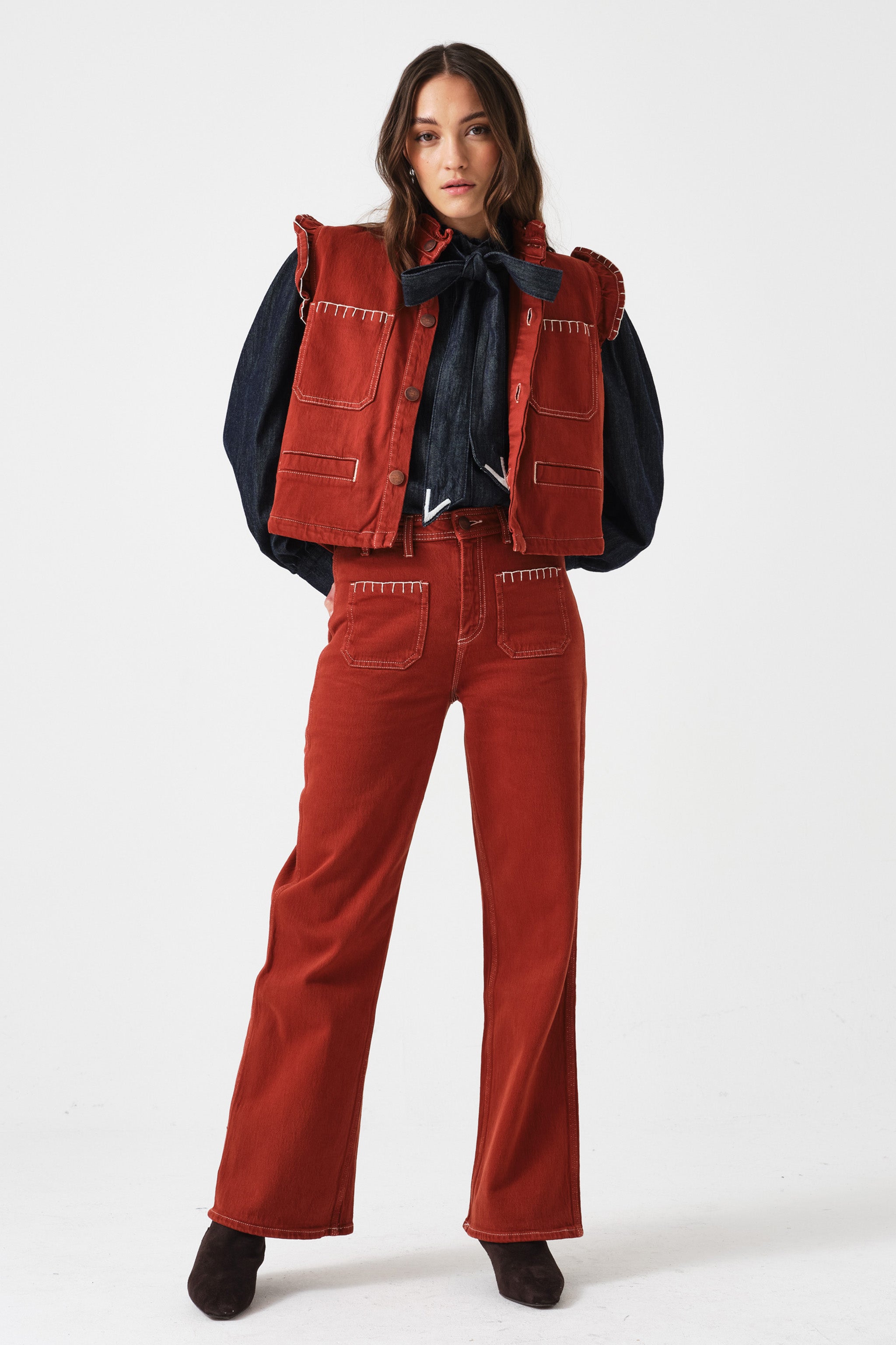 Mabel Jean Patch Pocket in Dark Rust