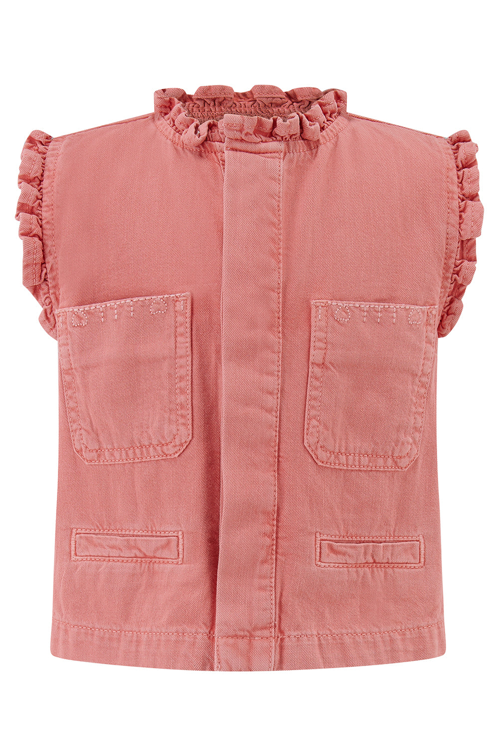 Girl's Pablo Denim Vest in Mineral Red