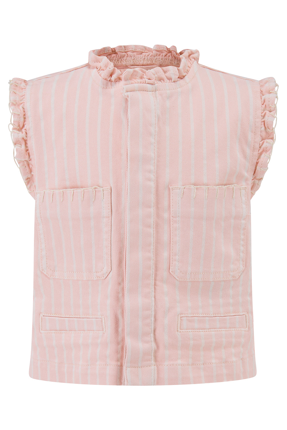 Girl's Pablo Denim Vest in Pink Dawn Wide Stripe