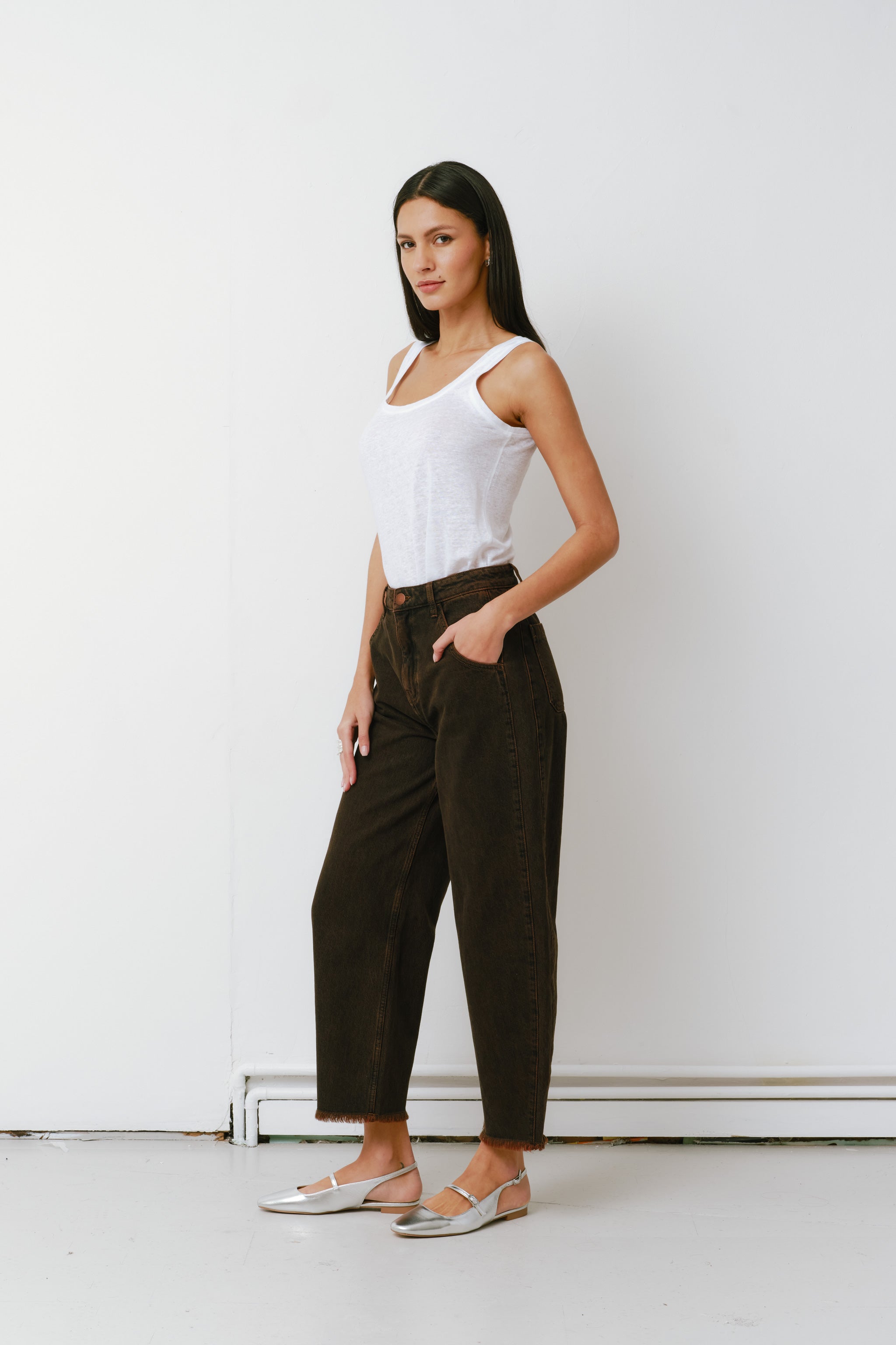 Bo Barrel Leg Jean in Cacao