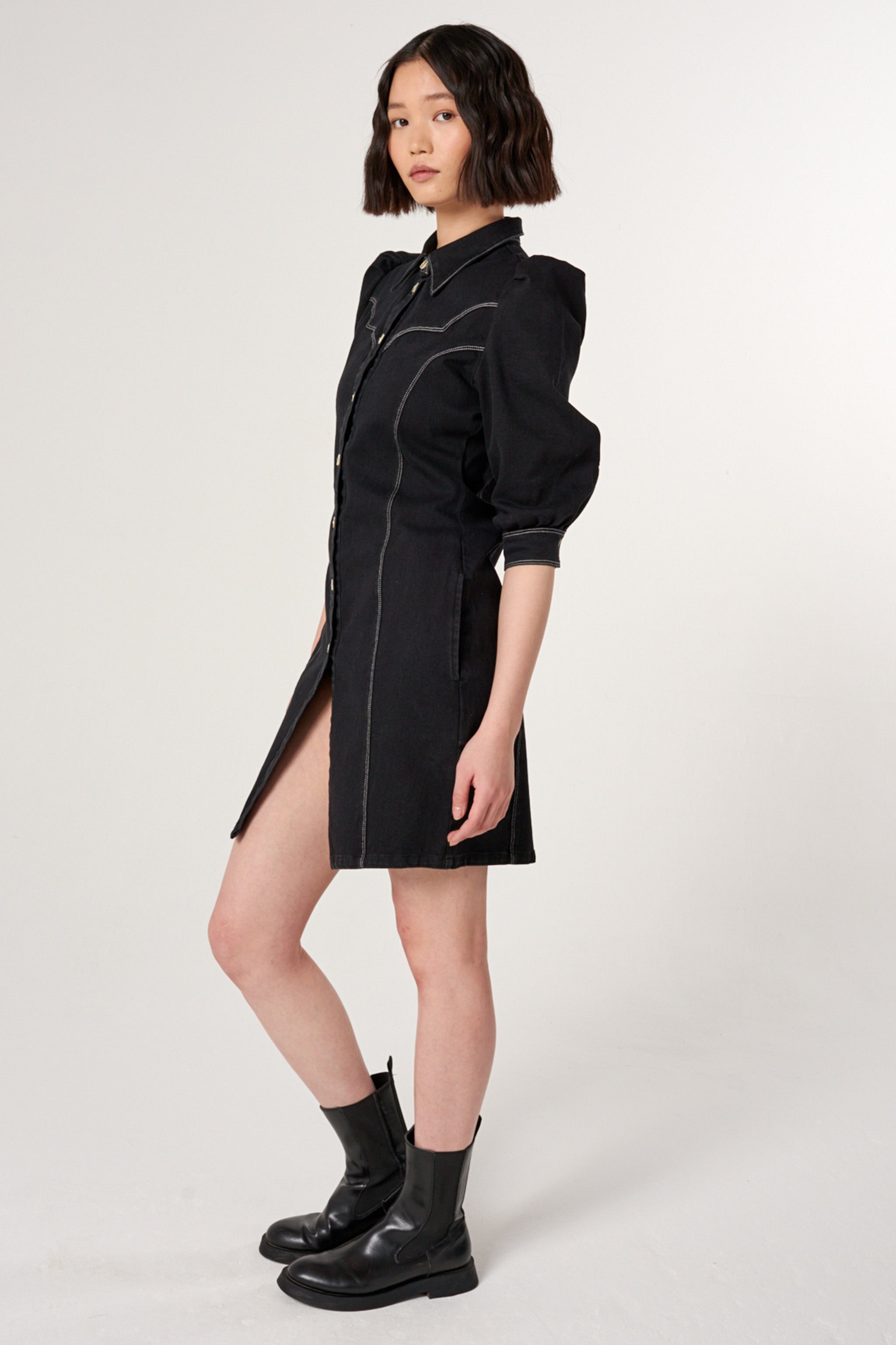 Cassidy Dress in Black Denim