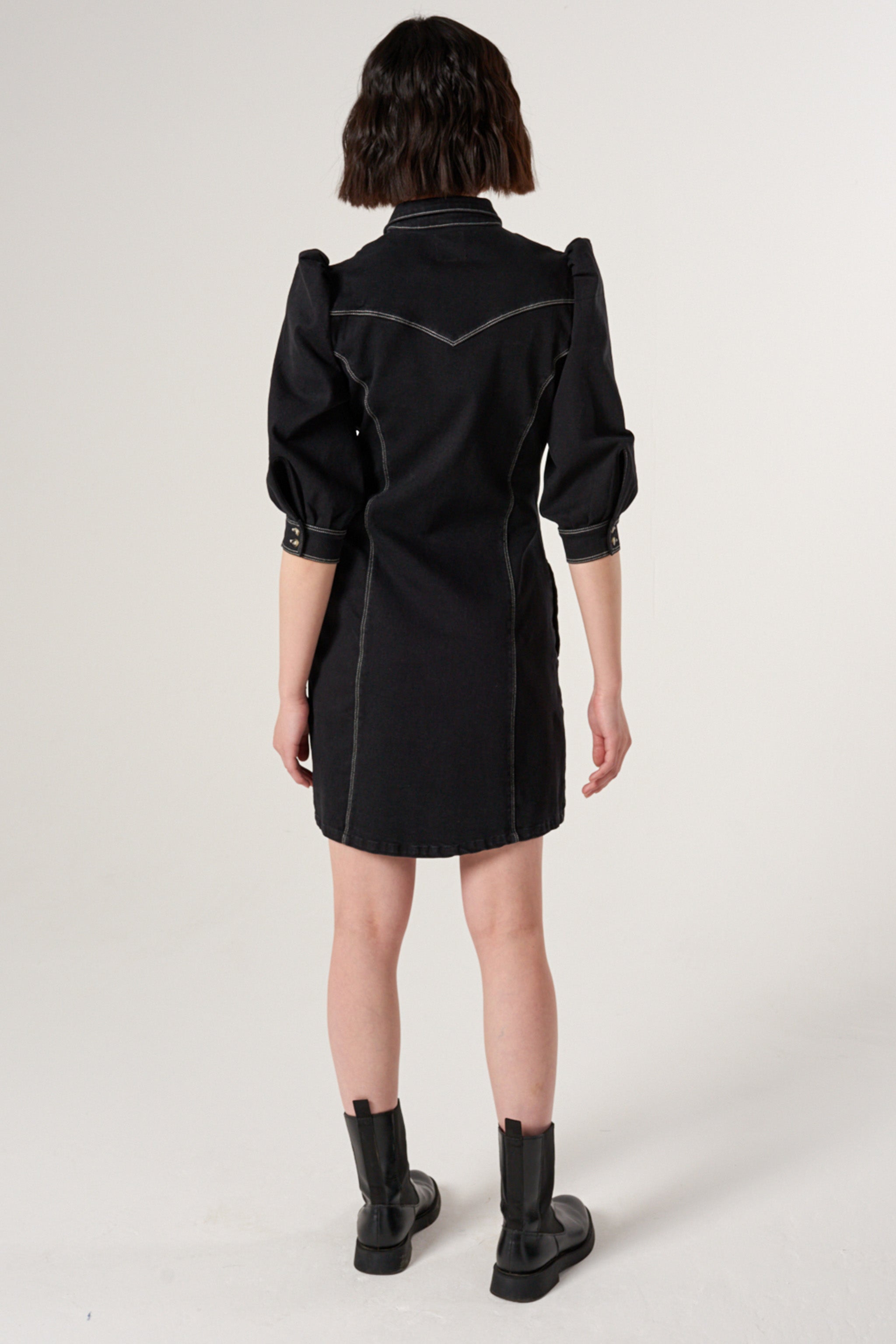 Cassidy Dress in Black Denim