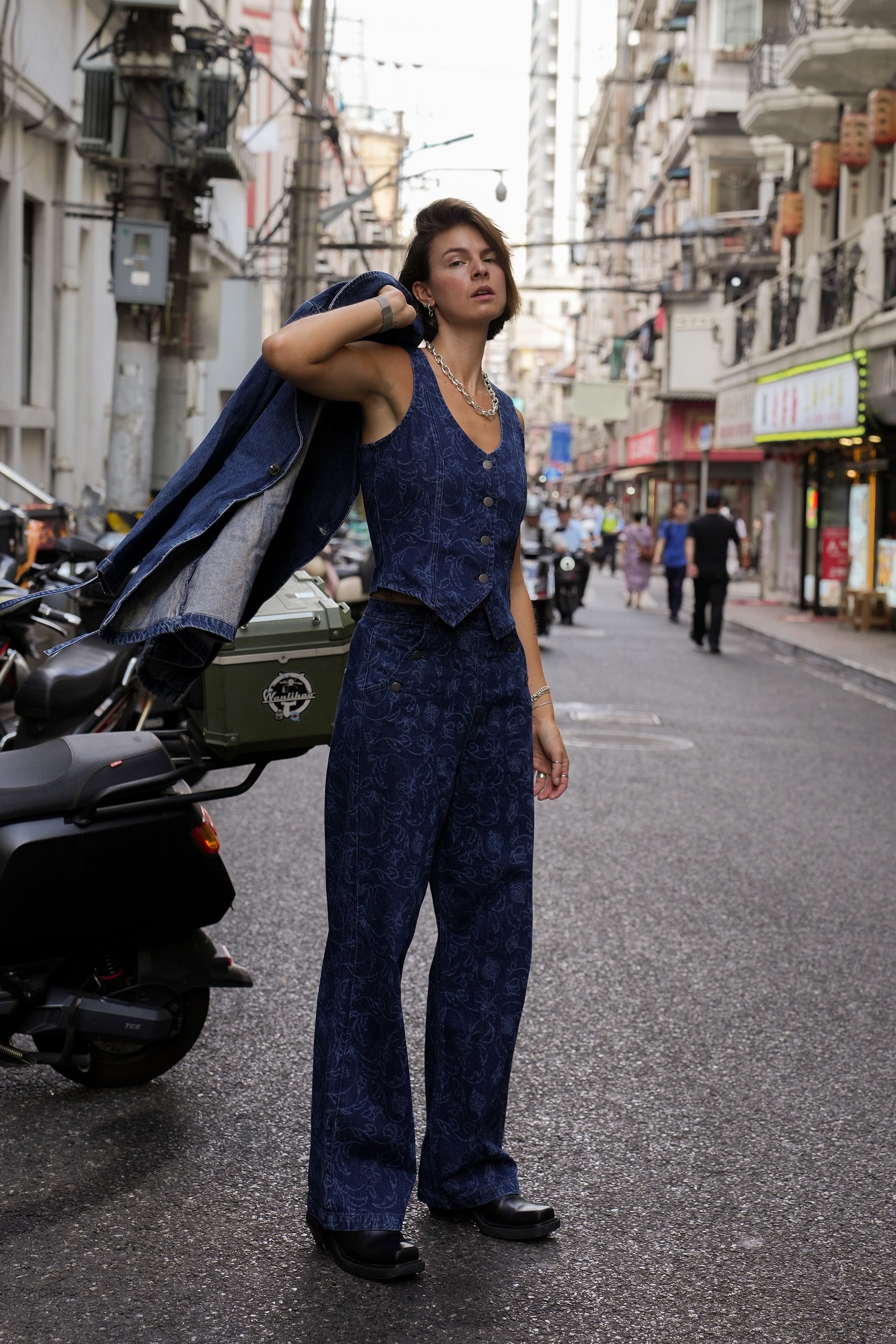 Kiki Denim Vest in Baroque Nightfall