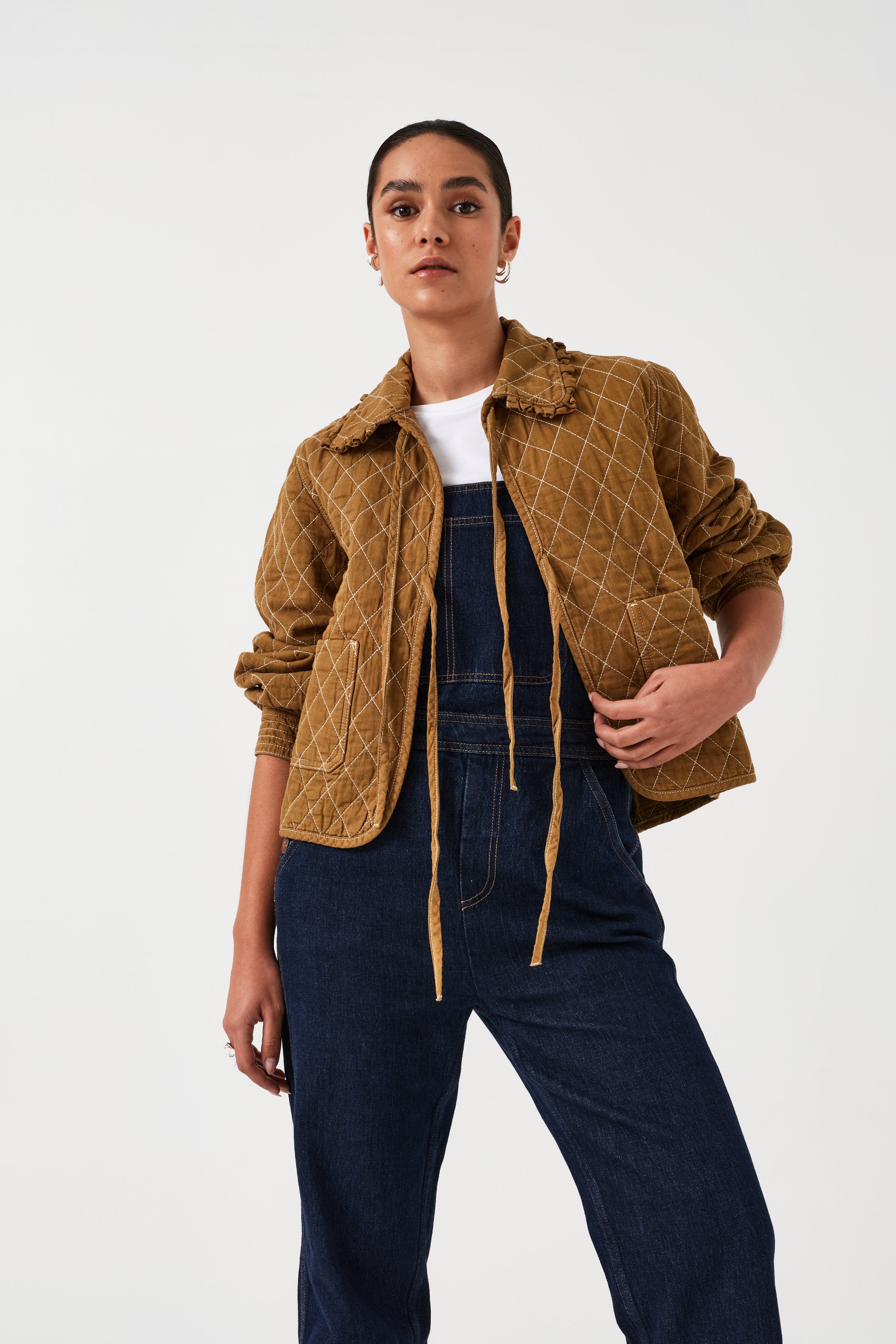 Heidi Quilted Denim Jacket in Olive