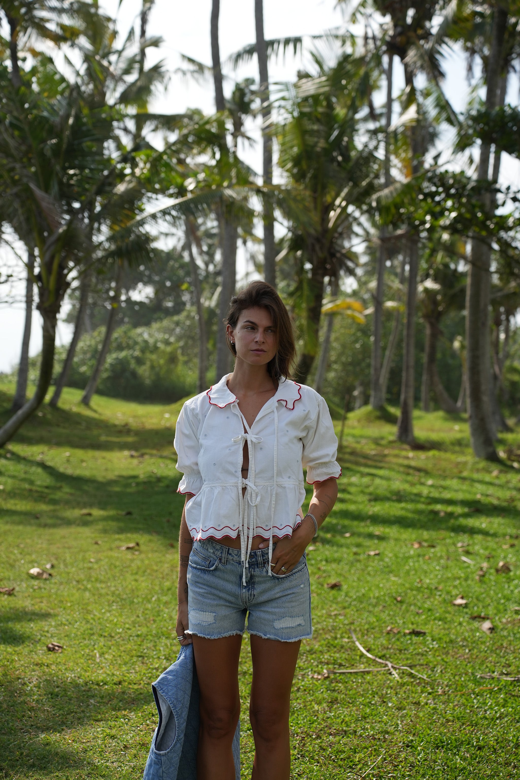 Ana Tie Blouse in White