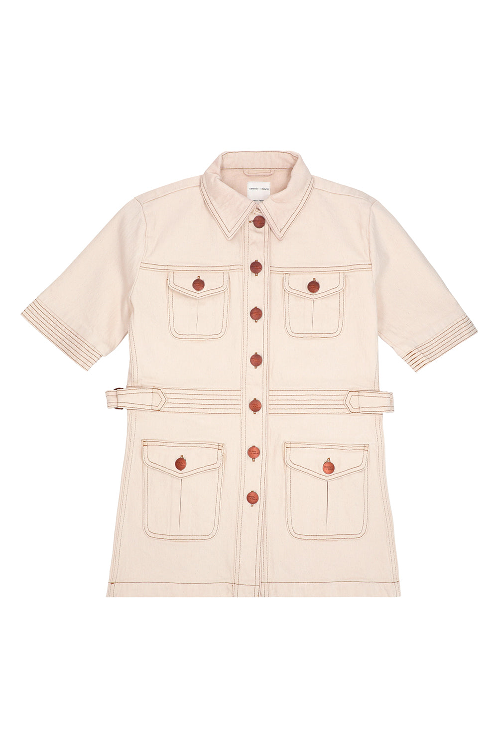 Ani Half Sleeve Denim Jacket in Ecru