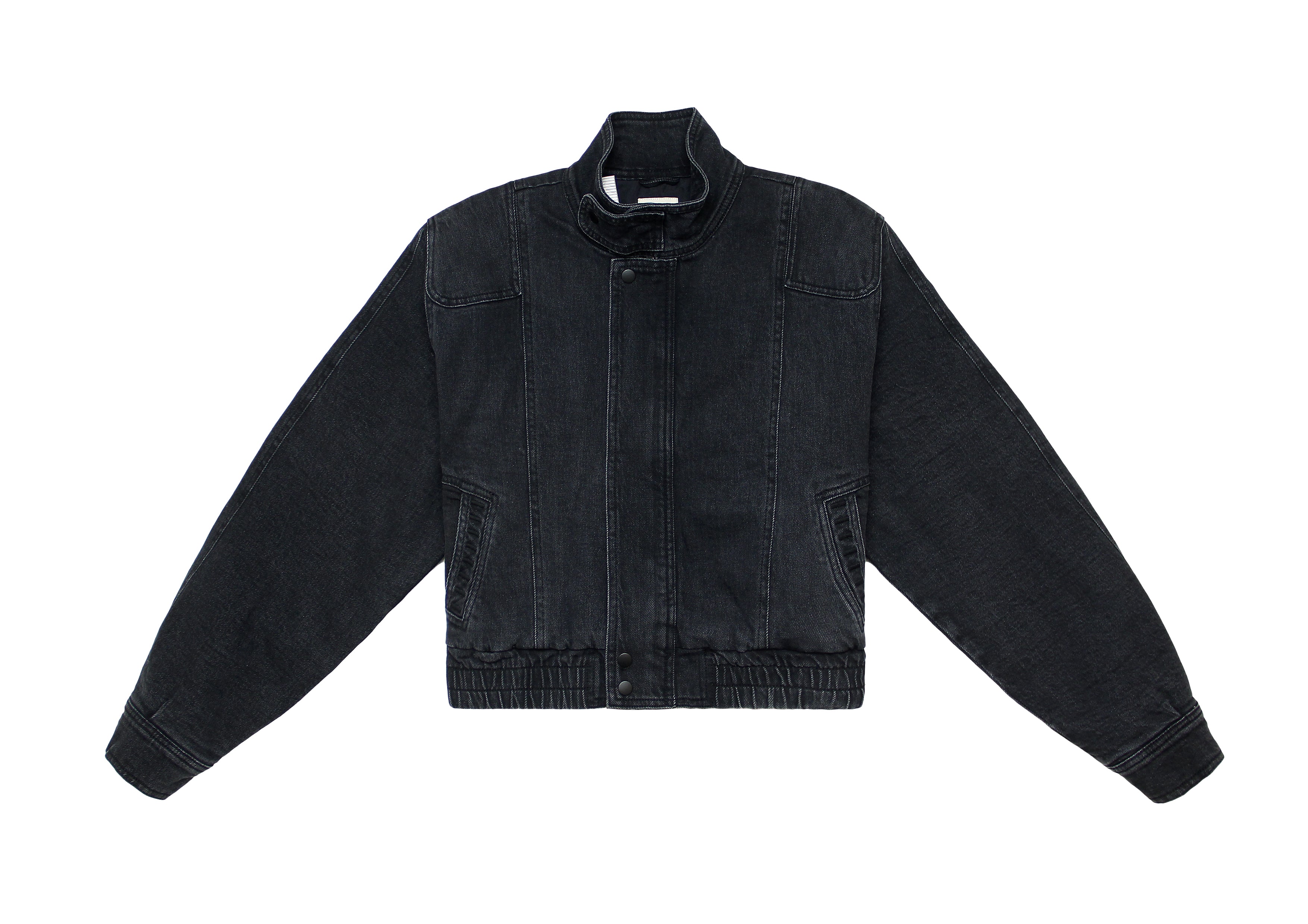 Juno Denim Bomber Jacket in Washed Black