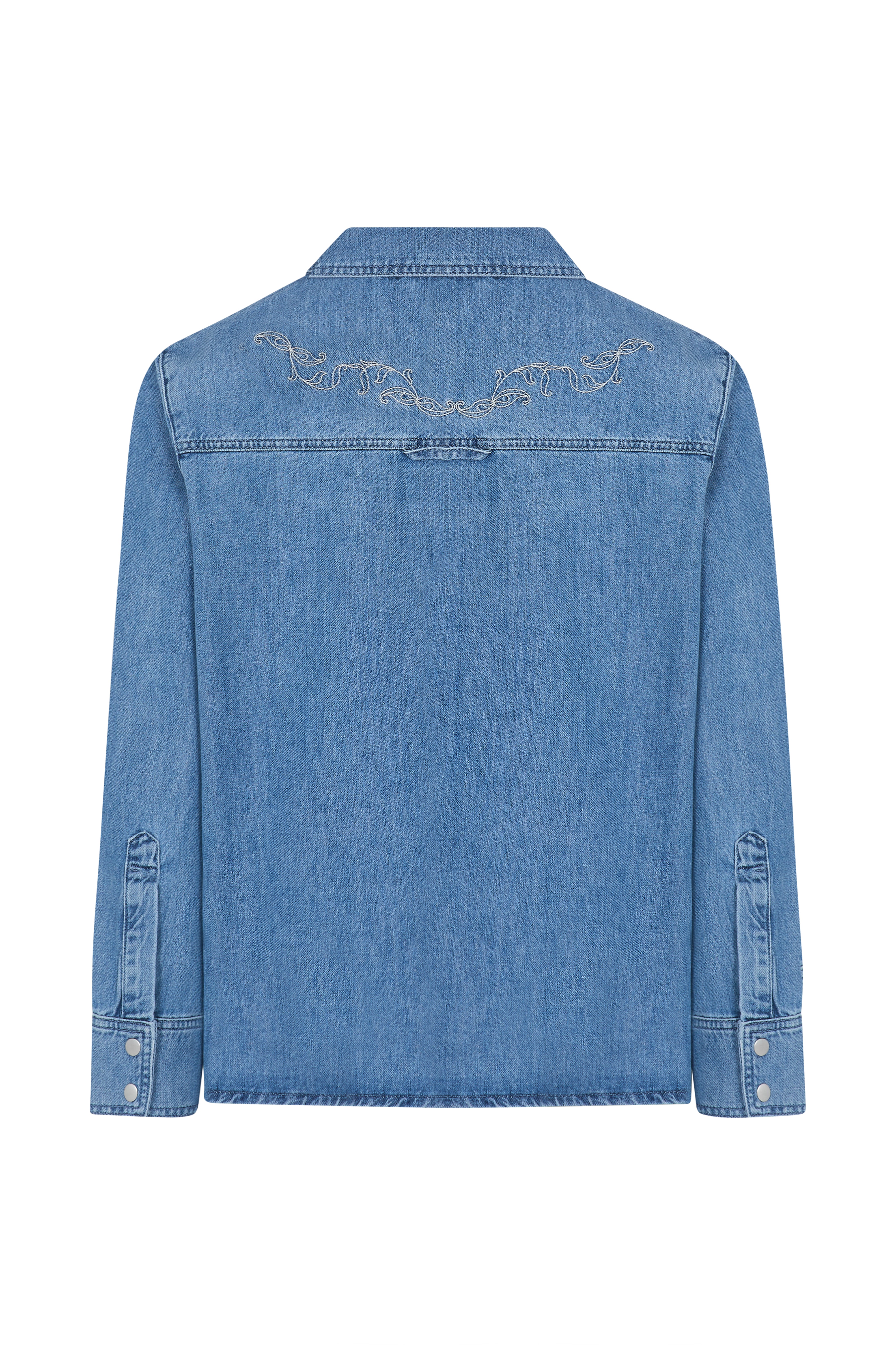 Juno Embroidered Denim Shirt in Malibu