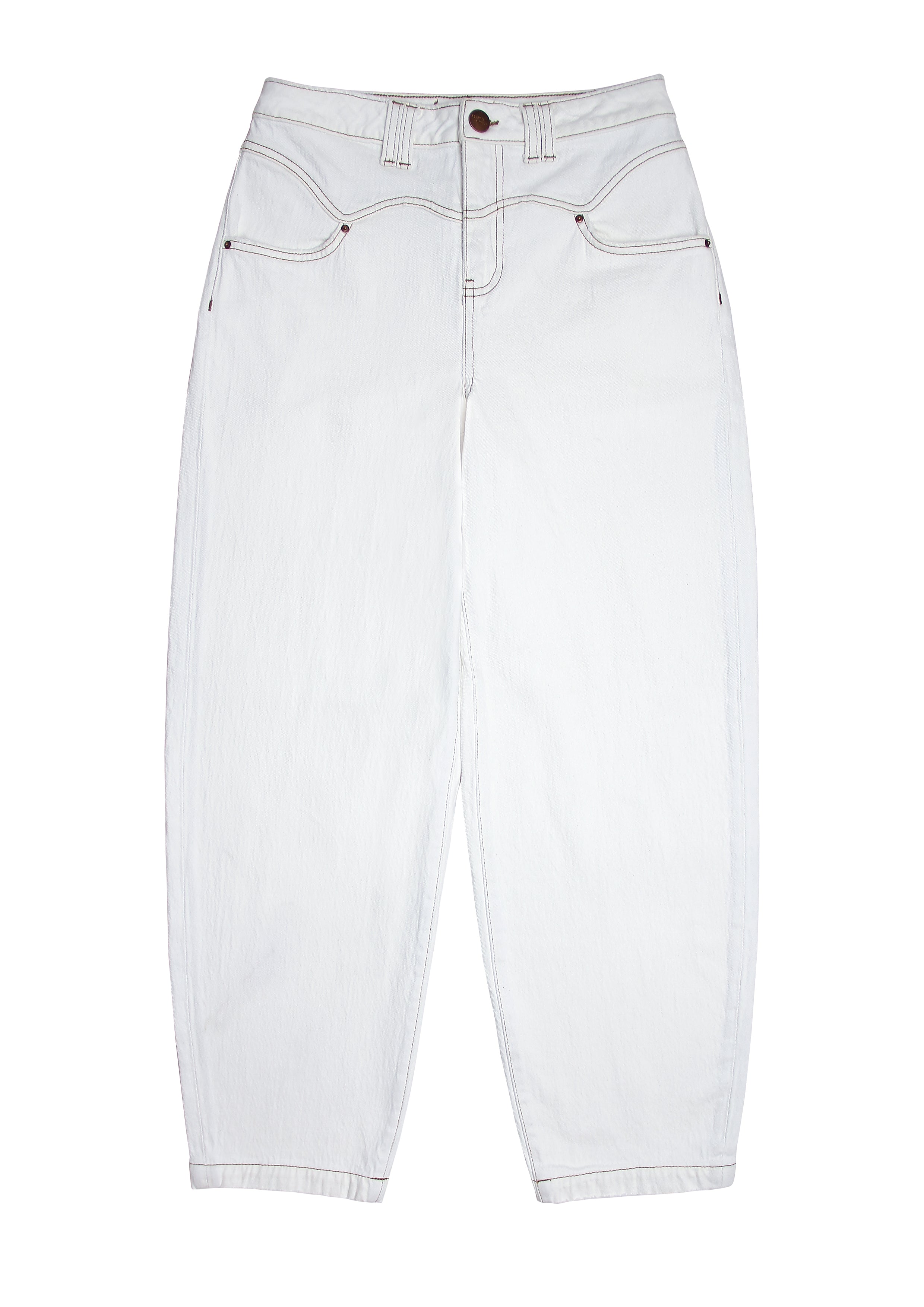 Mia Barrel Leg Jean in Ecru