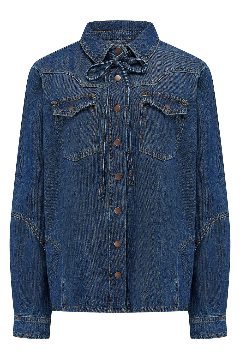 Mia Western Denim Shirt in Idaho