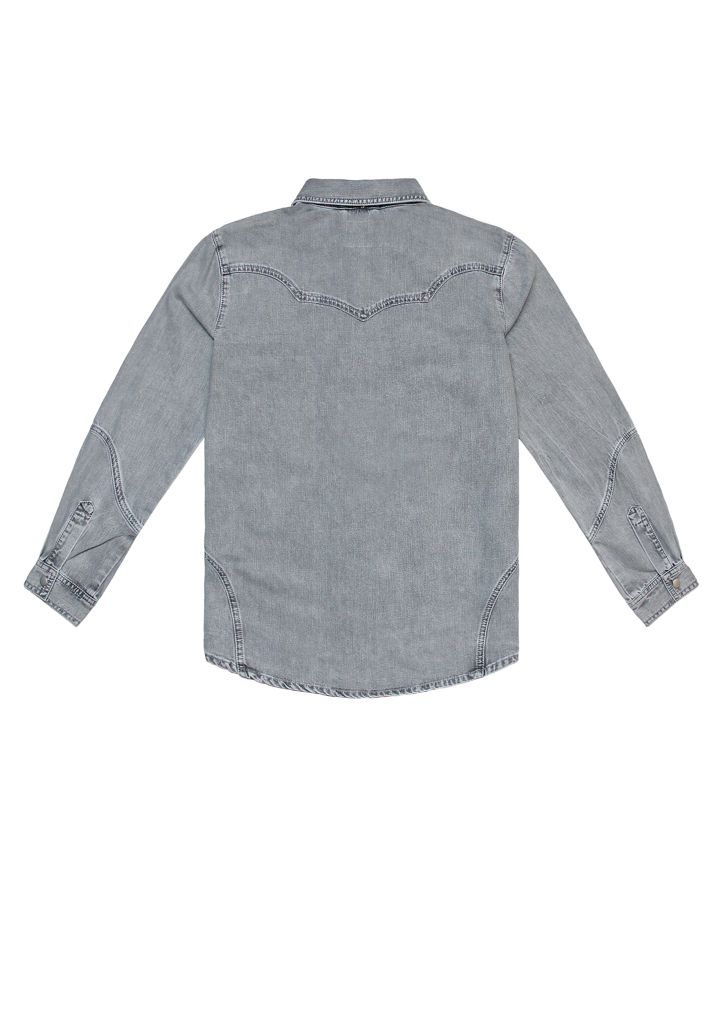 Mia Western Denim Shirt in Silver Lining
