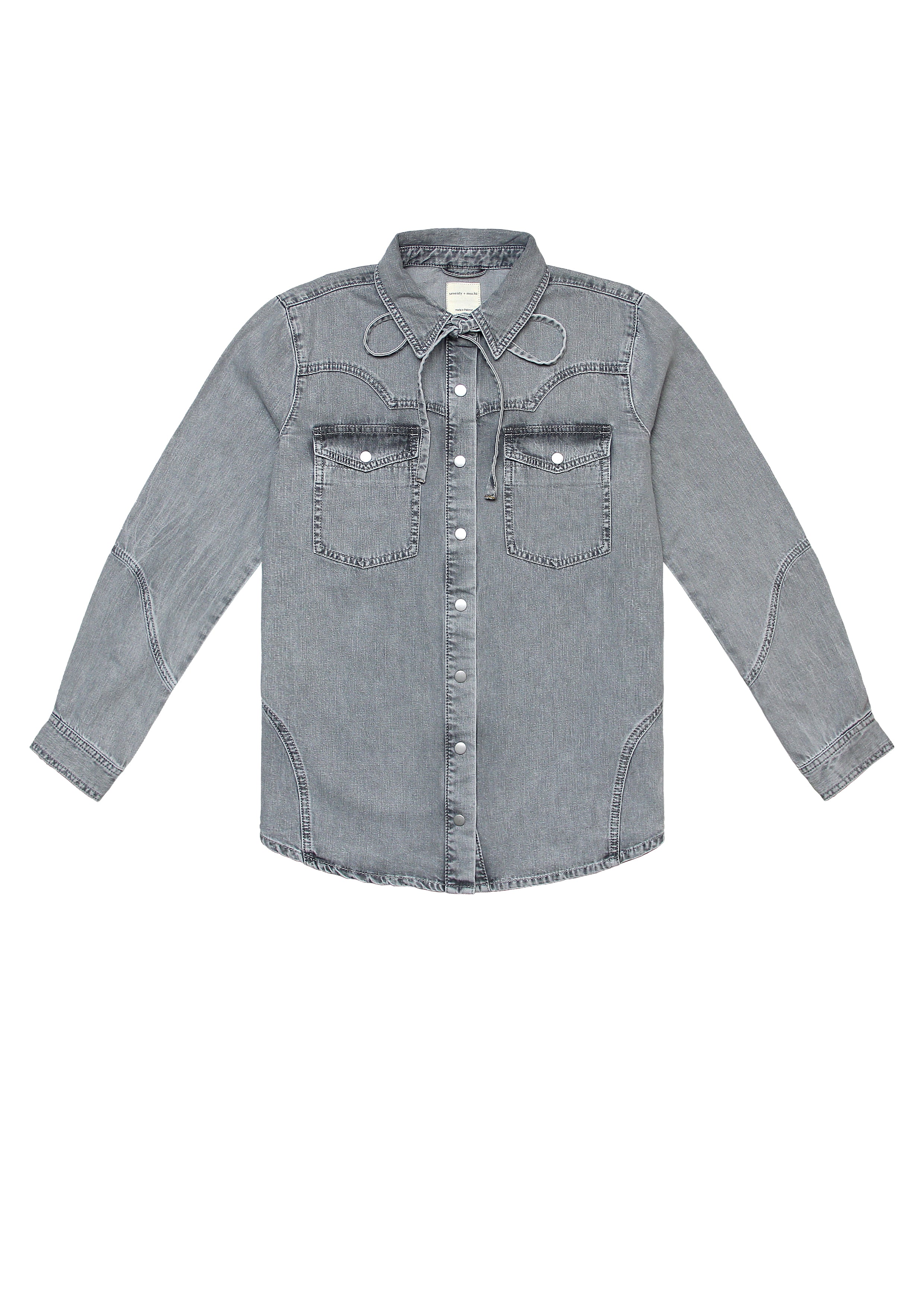 Mia Western Denim Shirt in Silver Lining