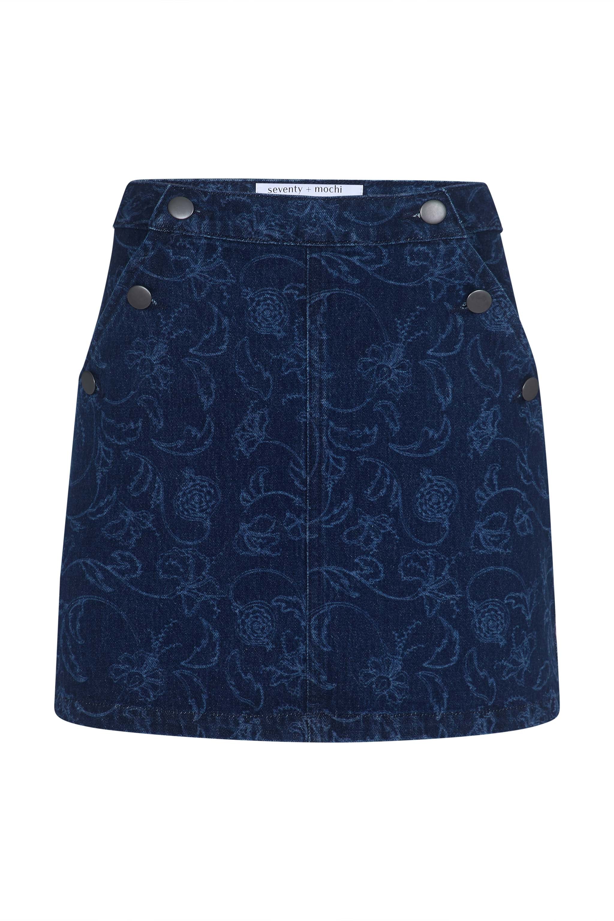 Margot Mini Denim Skirt in Baroque Nightfall