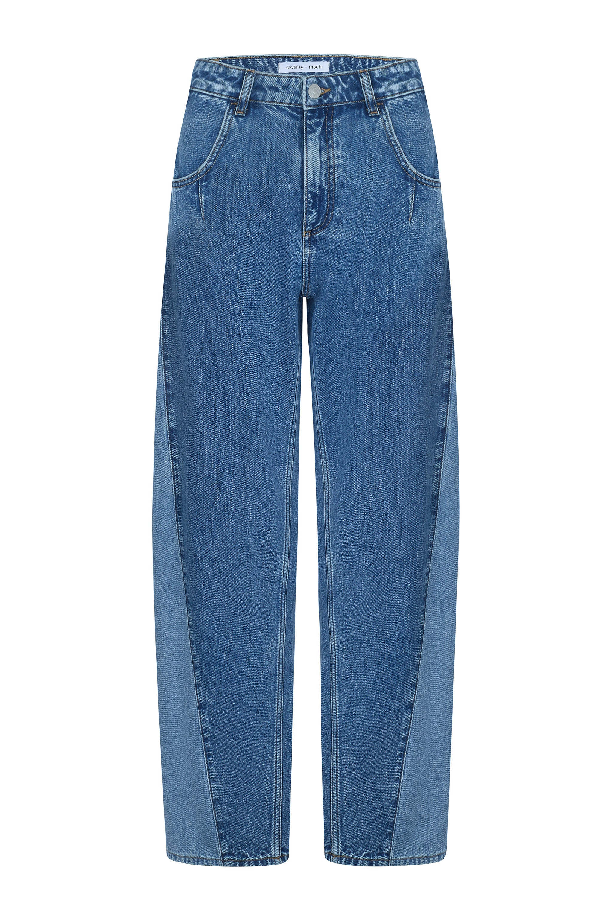 Nina Barrel Leg Jean in Two Tone front - seventy + mochi