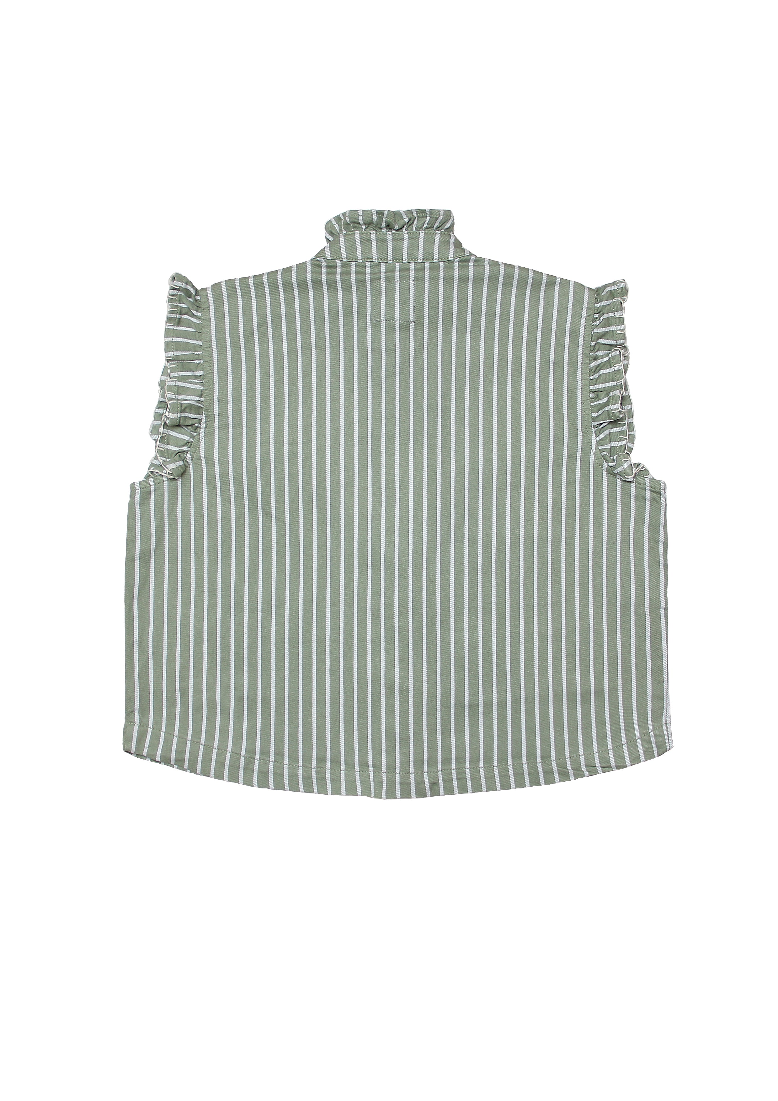 Pablo Denim Vest in Moss Wide Stripe