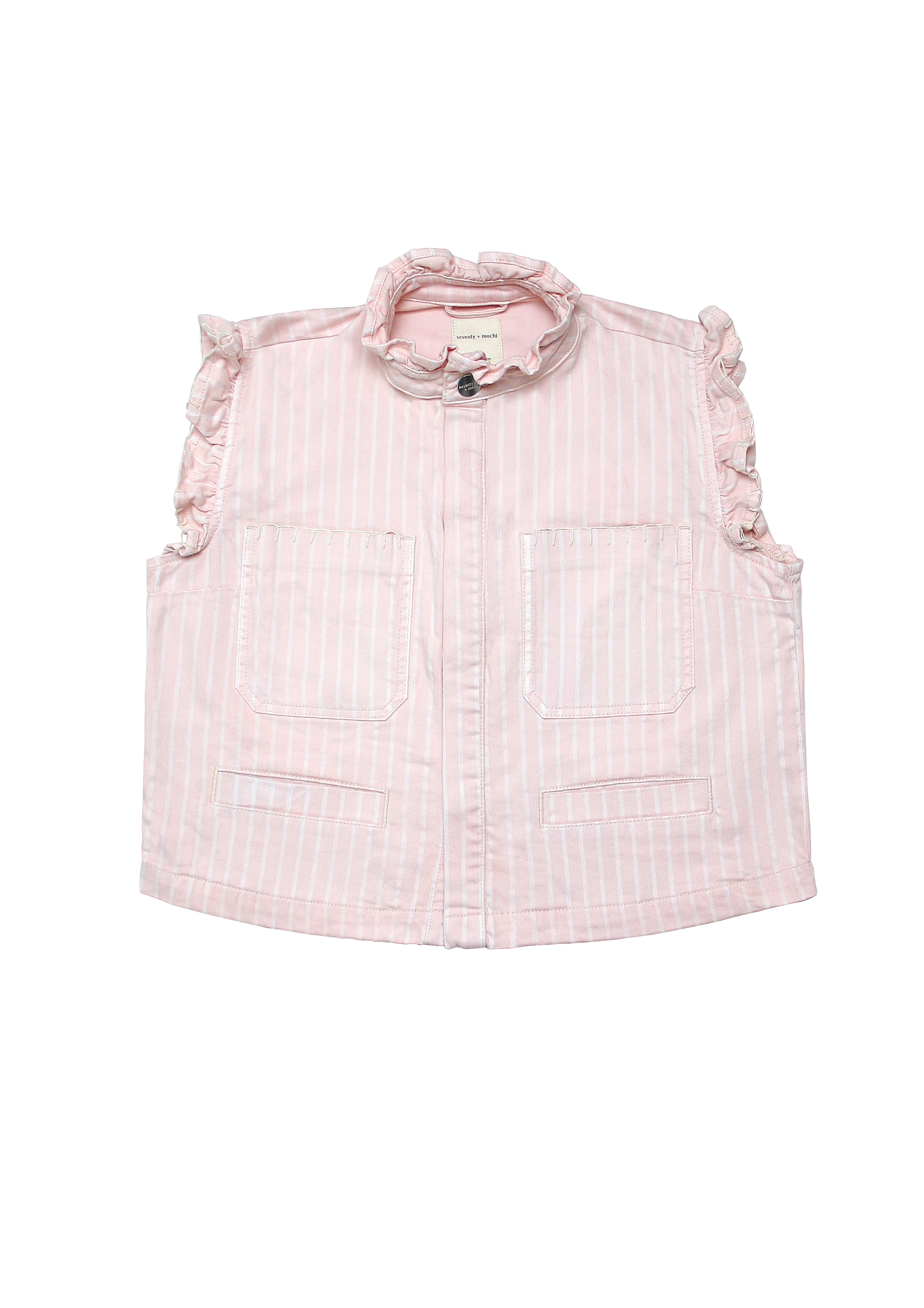 Pablo Denim Vest in Pink Dawn Wide Stripe