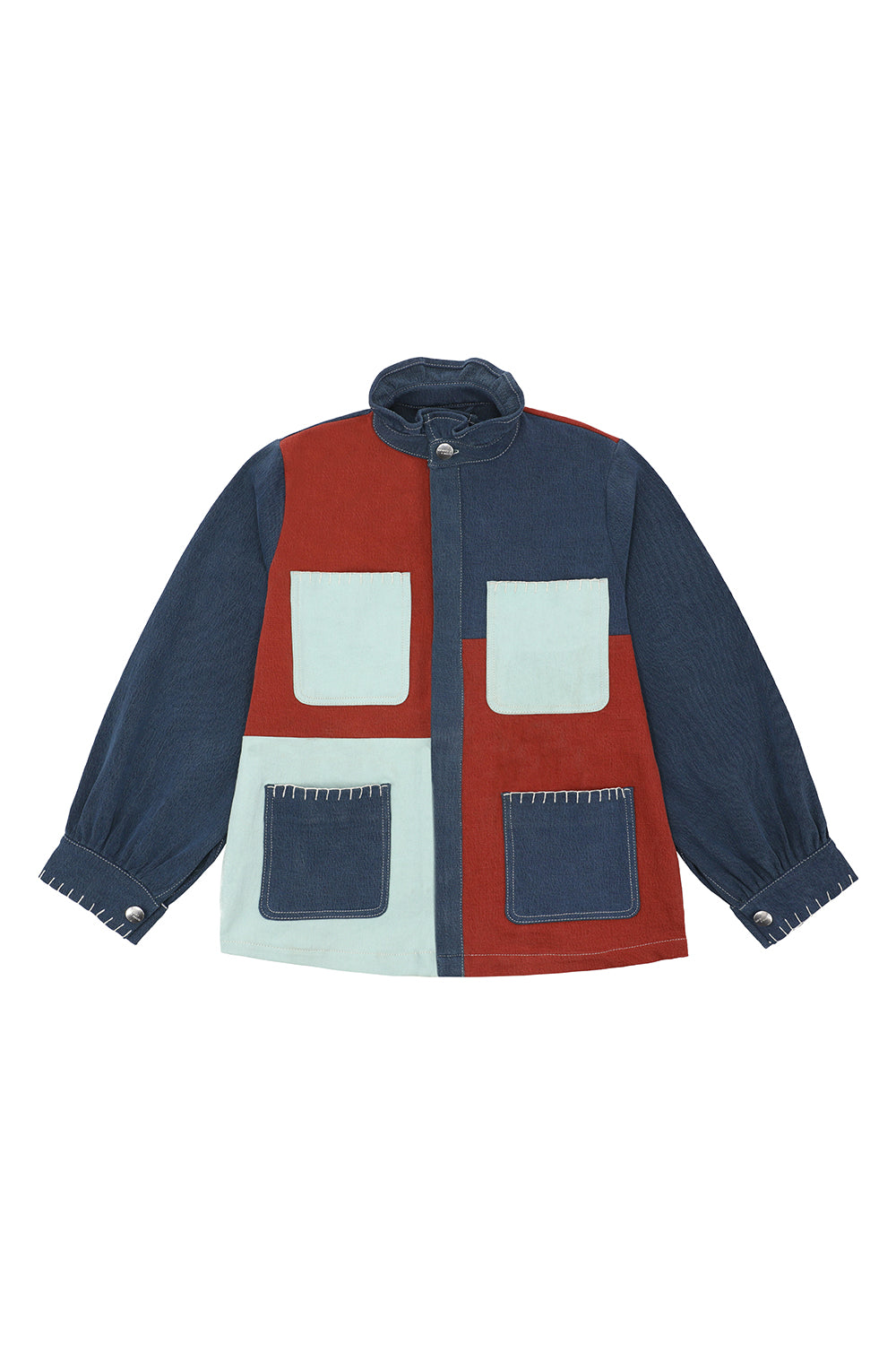 Pablo Denim Jacket Patch in Dark Rust, Teal & Washed Mint