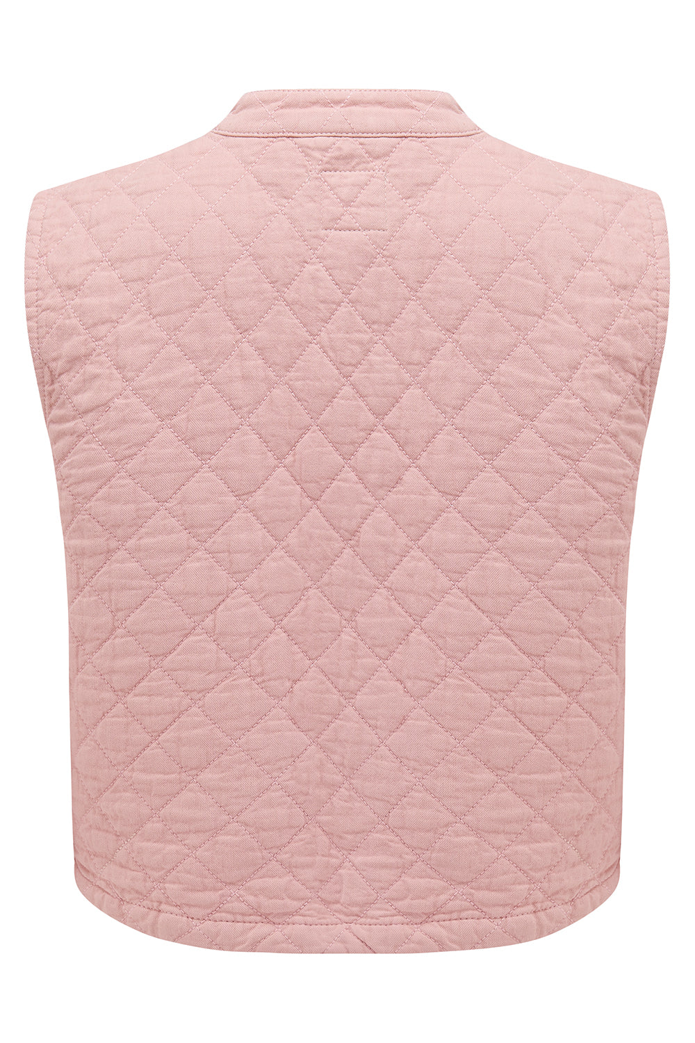Pablo Quilted Denim Vest in Peony Pink