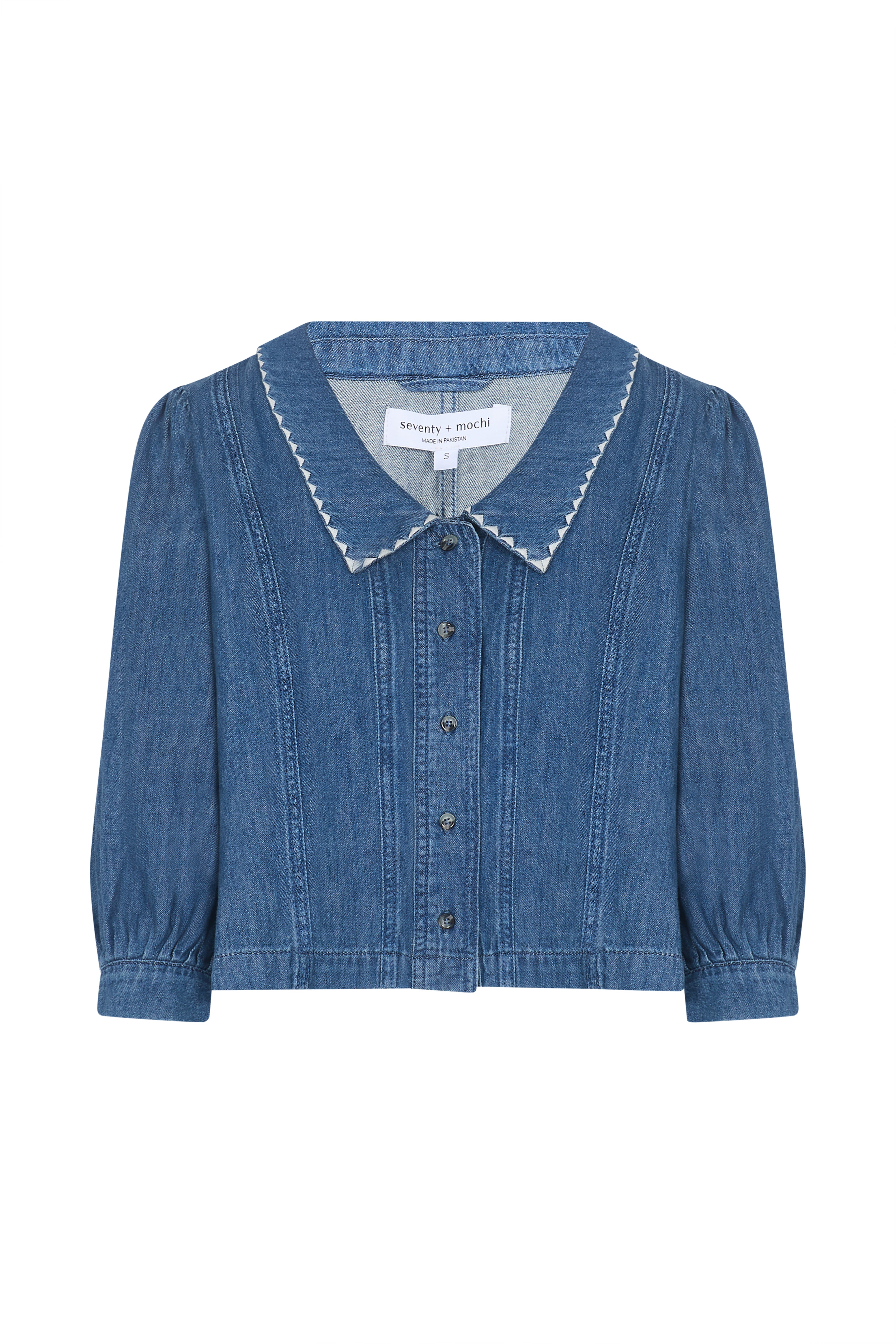 Talia Collared Denim Top in Pasadena