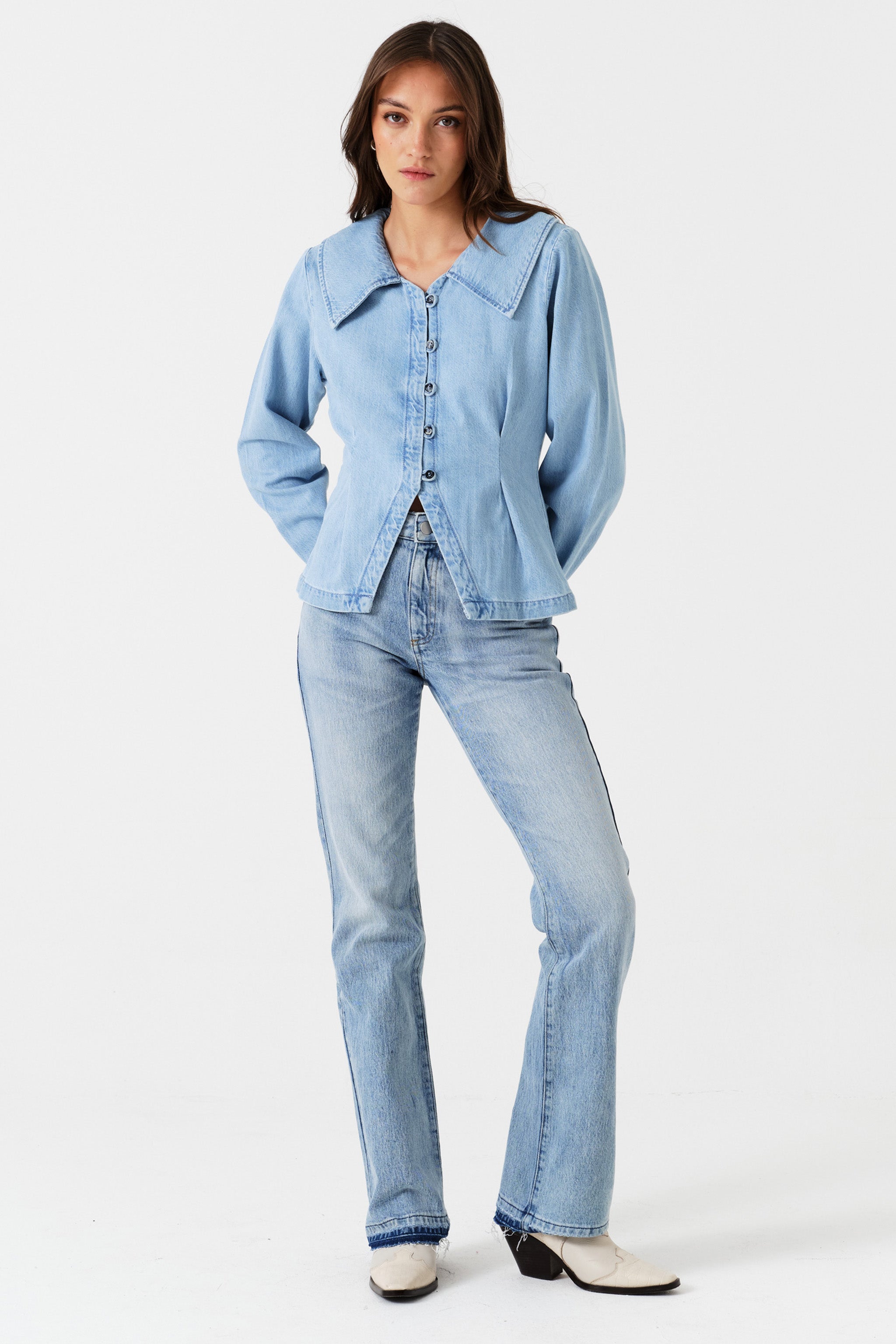 Bette Button Up Denim Shirt in Austin