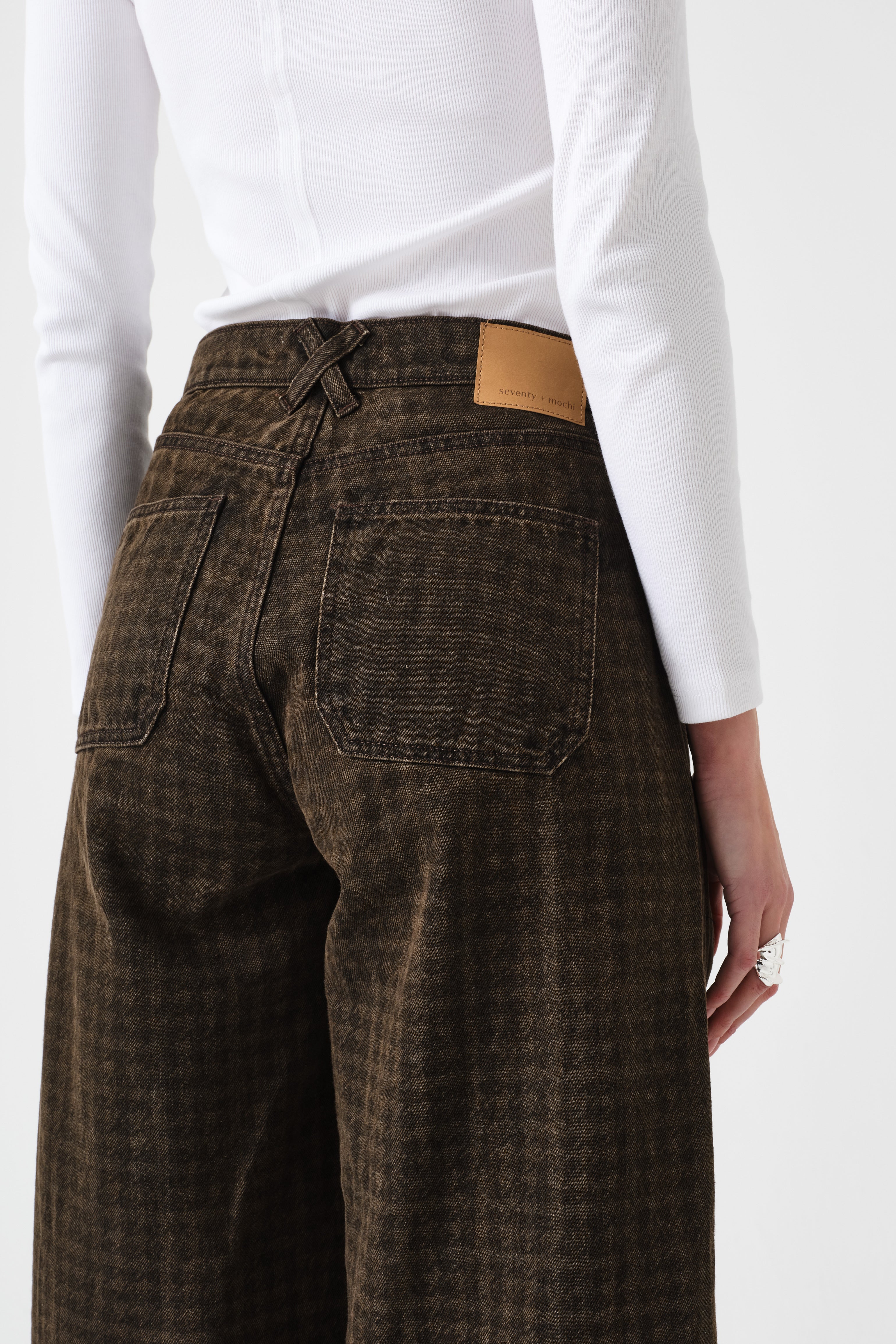 Bay Wide Leg Jean in Houndstooth Cacao