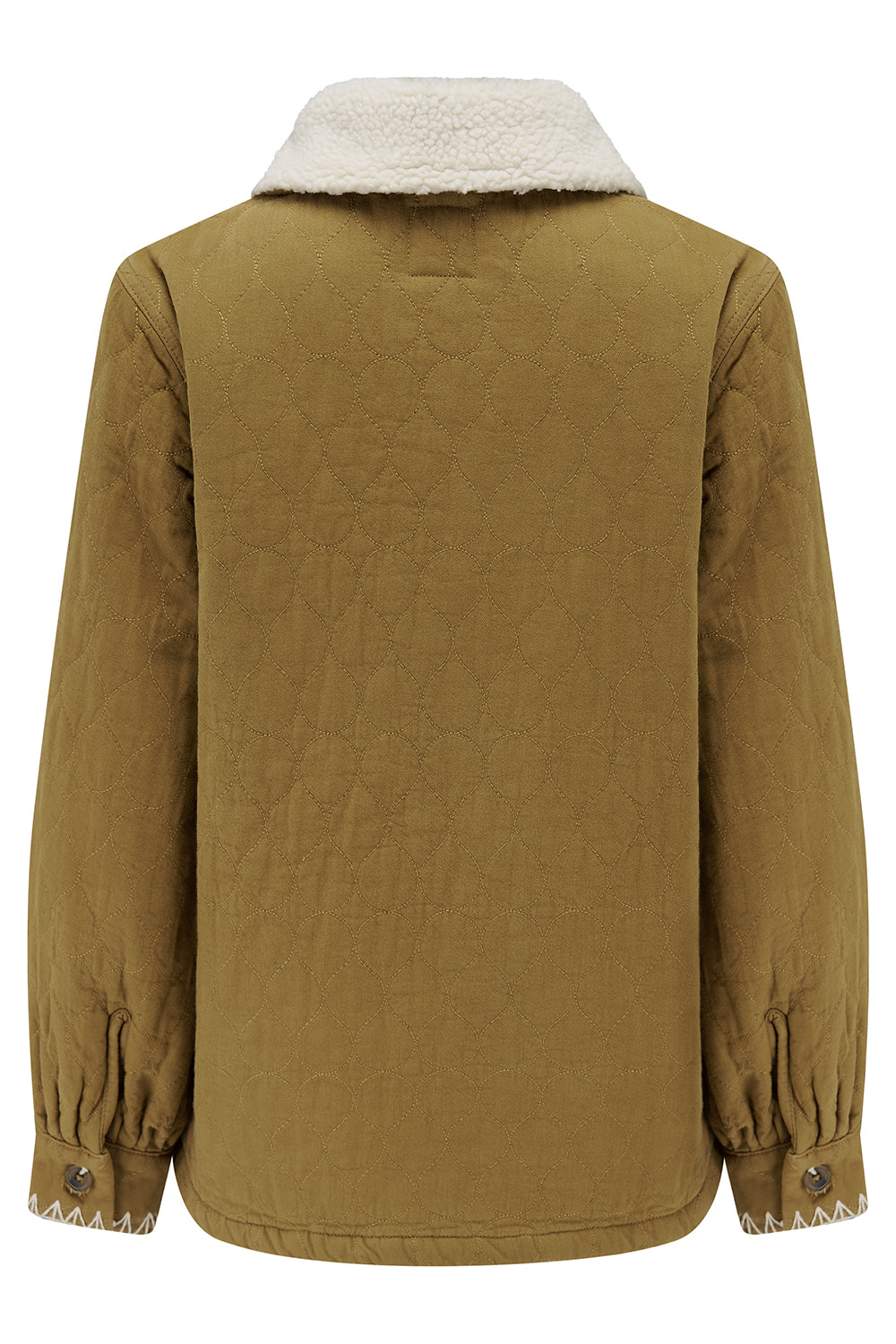 Frida Sherpa Collar Quilted Jacket in Olive