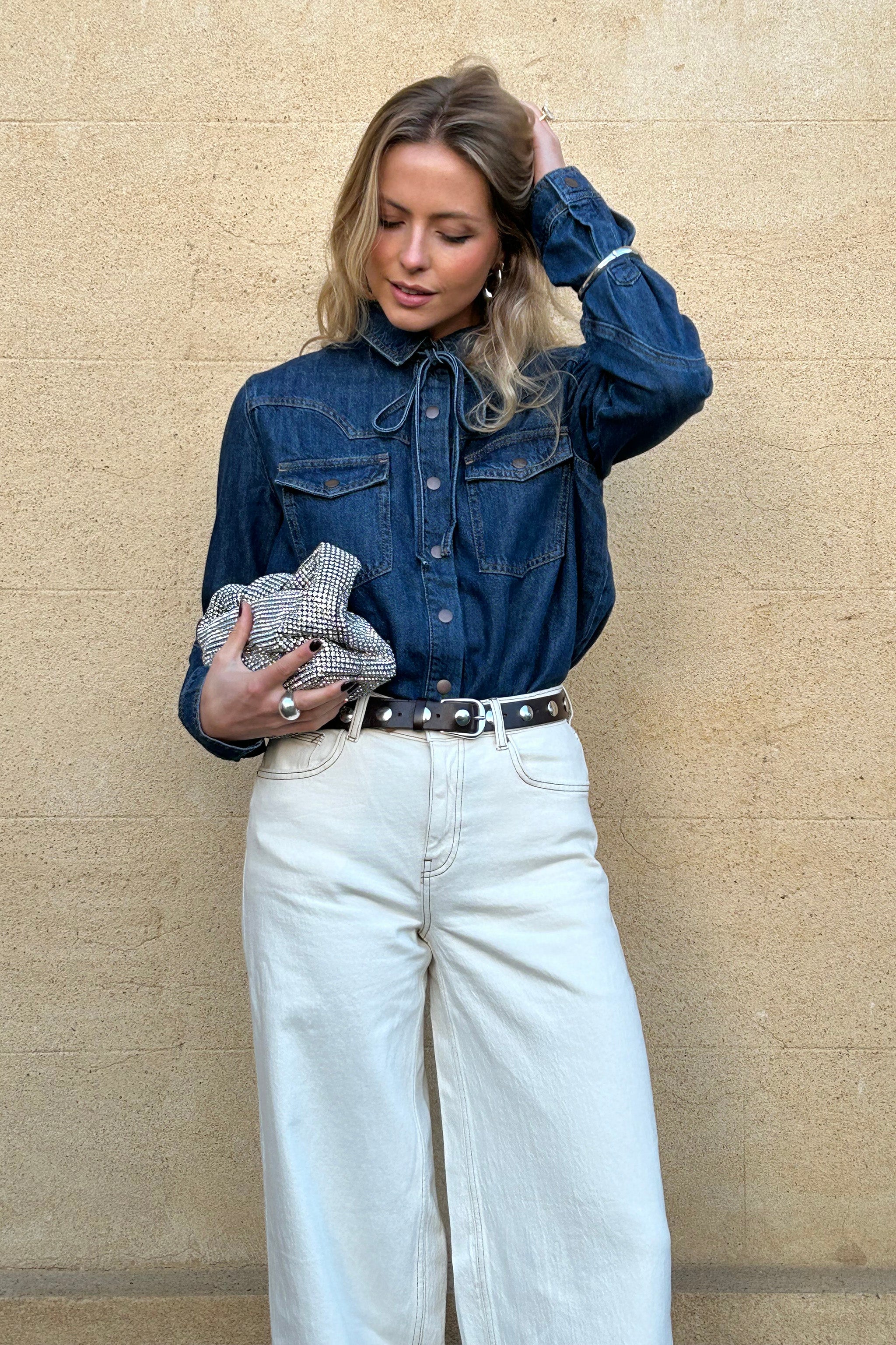 Mia Western Denim Shirt in Idaho